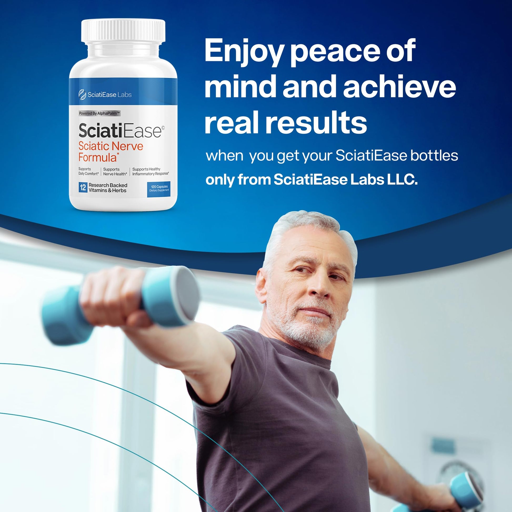 SciatiEase Sciatic Nerve Health Support Supplement - Nerve Support Formula with AlphaPalm, Pea, Vitamin B Complex, Alpha Lipoic Acid 300mg - 3 Bottles SciatiEase Au supplements