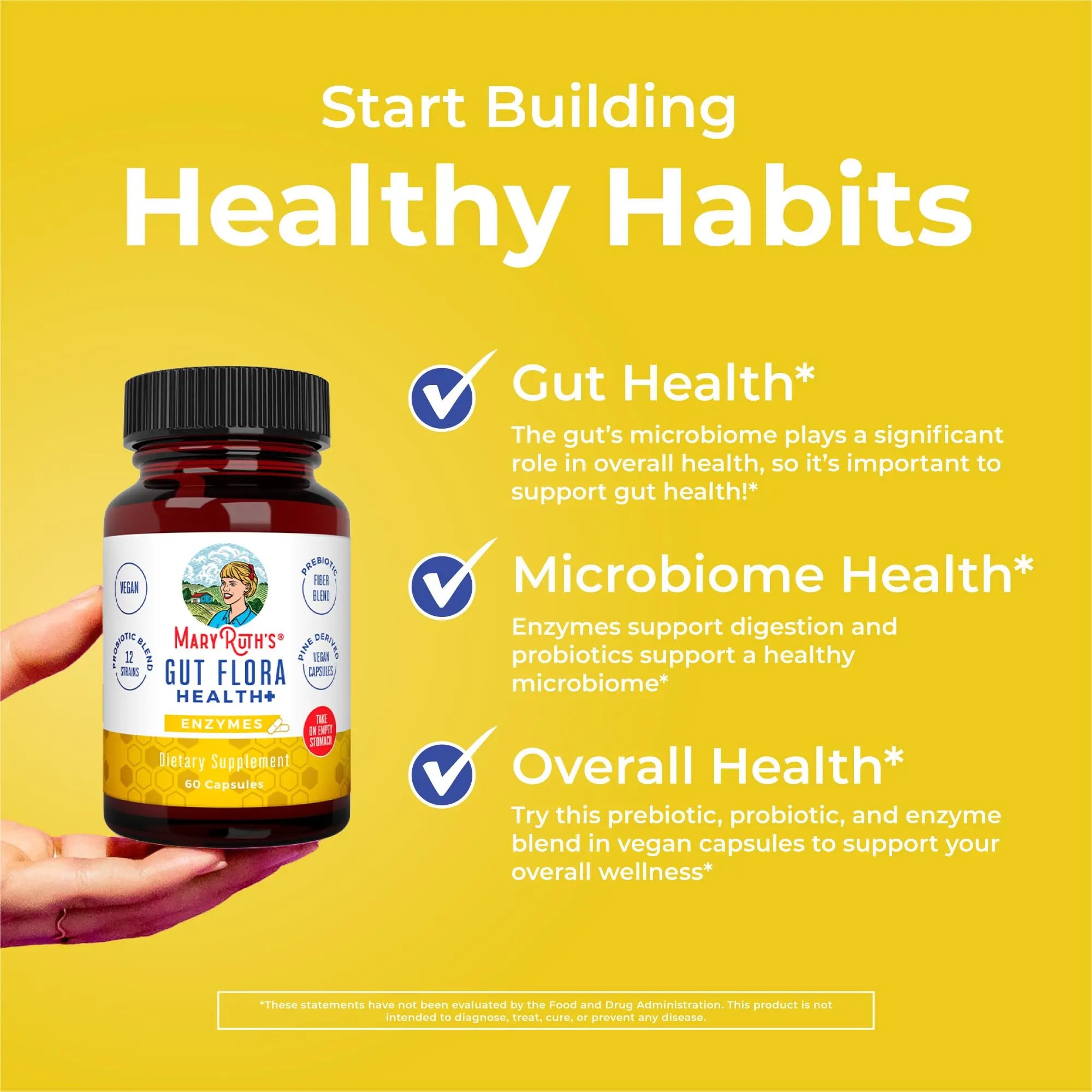 MaryRuth Organics Gut Flora Health+ Enzymes | Up to 2 Month Supply | Prebiotic Probiotic Digestive Enzymes Blend for Healthy Gut Biome & Digestive Support | Gastrointestinal Health | 60 Capsules MARYRUTH'S Au supplements