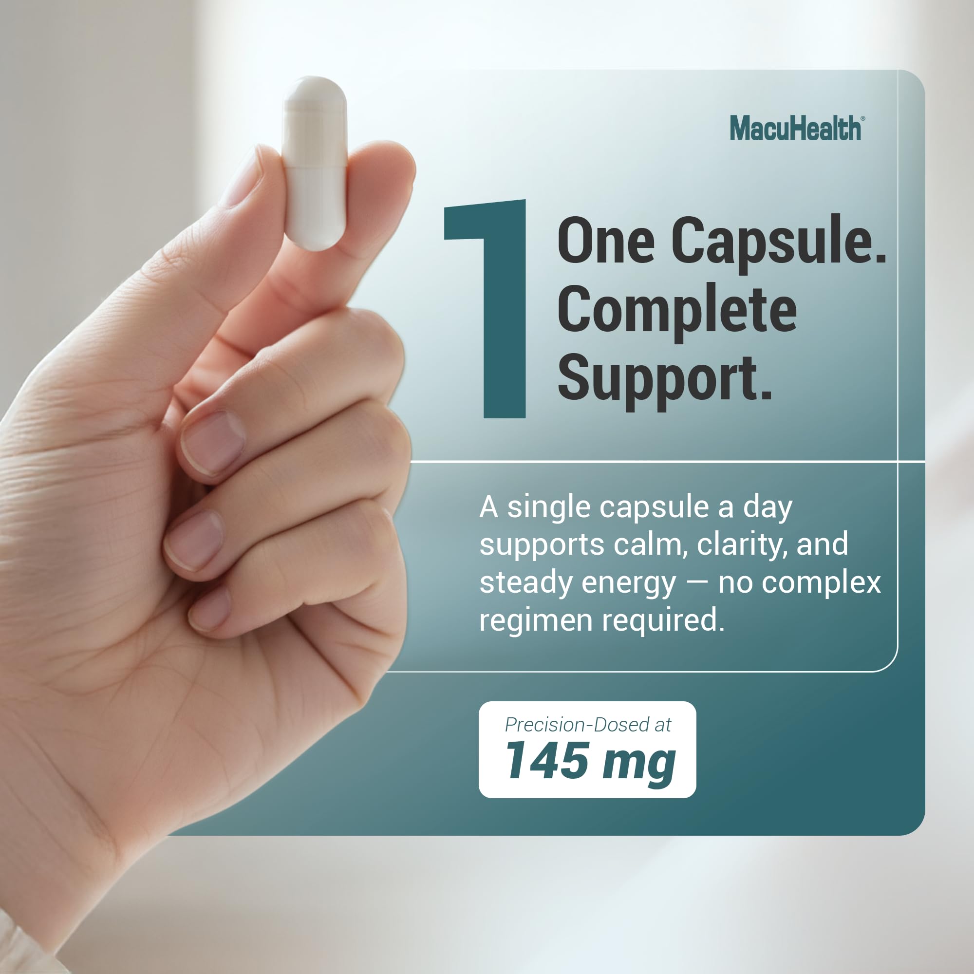 MacuHealth Magnesium Glycinate & L-Threonate 145mg - 90 Capsules - Highly Absorbable Magnesium for Energy, Calm & Focus - Gentle on Stomach, Vegan, Non-GMO