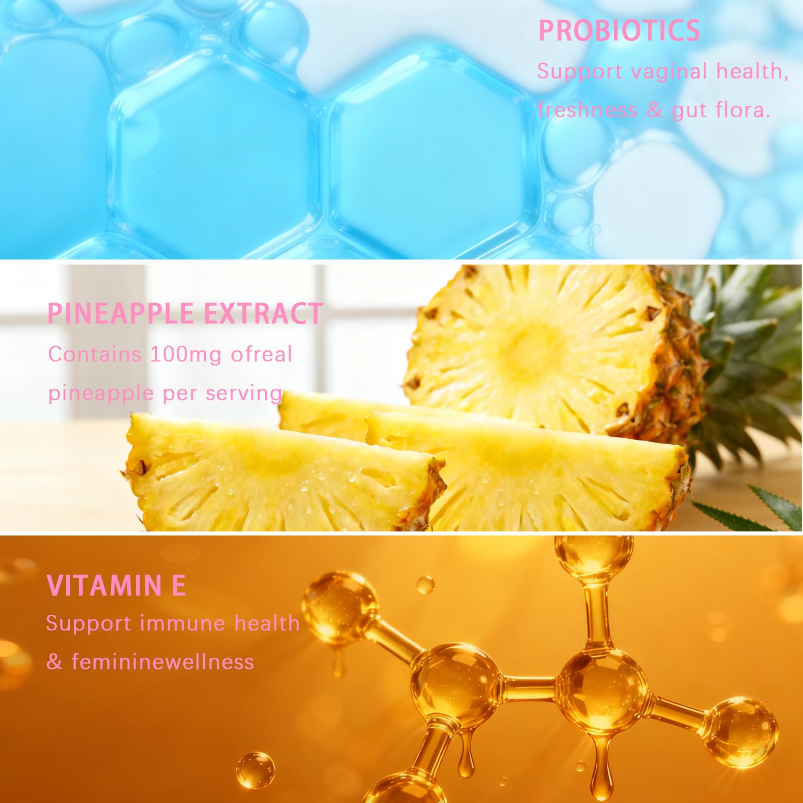 Pineapple Feminine Balance Gummies with Probiotics | Support for pH Balance & Freshness | Daily Intimate Wellness Support | Sugar-Free, Vegan | 60 Count (2) Nuora Balance Au supplements