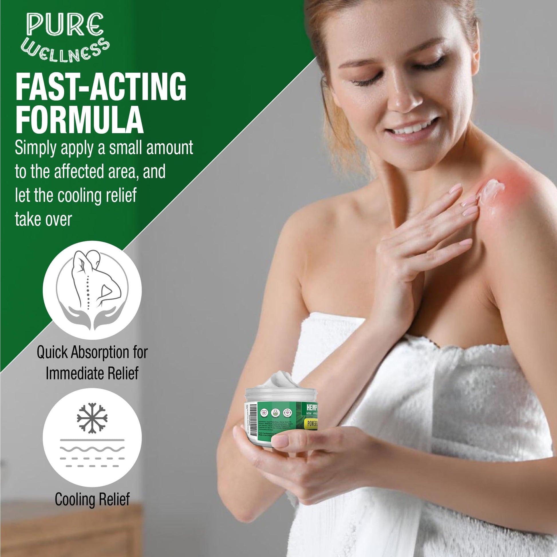 Pure Wellness Hemp Cream Maximum Strength 100,000mg with MSM, Arnica & Bee Pollen - 4 Oz, Supports Relief & Soothing from Joint, Muscle, Shoulder, Back, Knee and Nerve Discomfort - 1 Pack Pure Wellness Au supplements