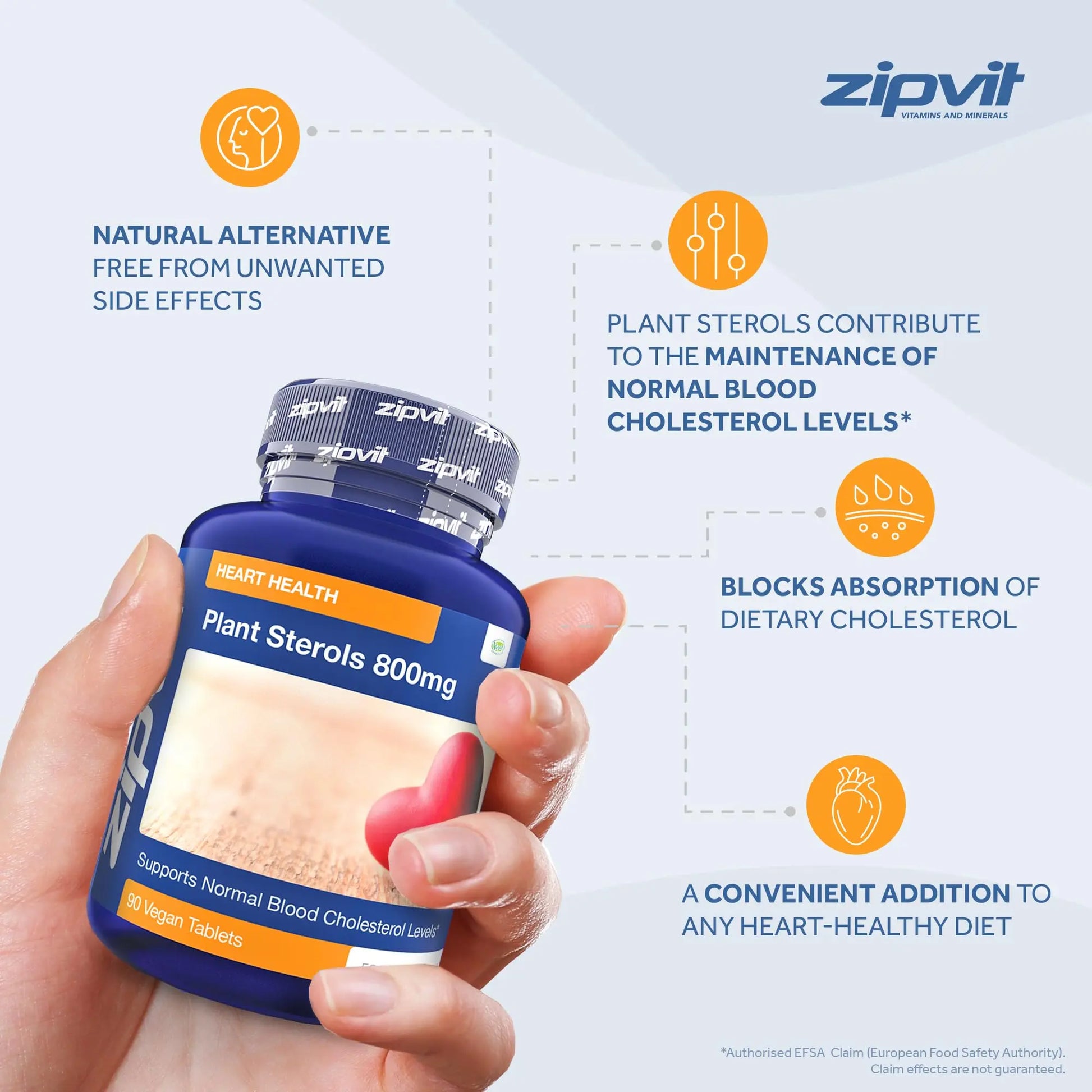 Plant Sterols High Strength 800mg, 90 Vegan Tablets, Supports and Helps Lower Zipvit Au supplements