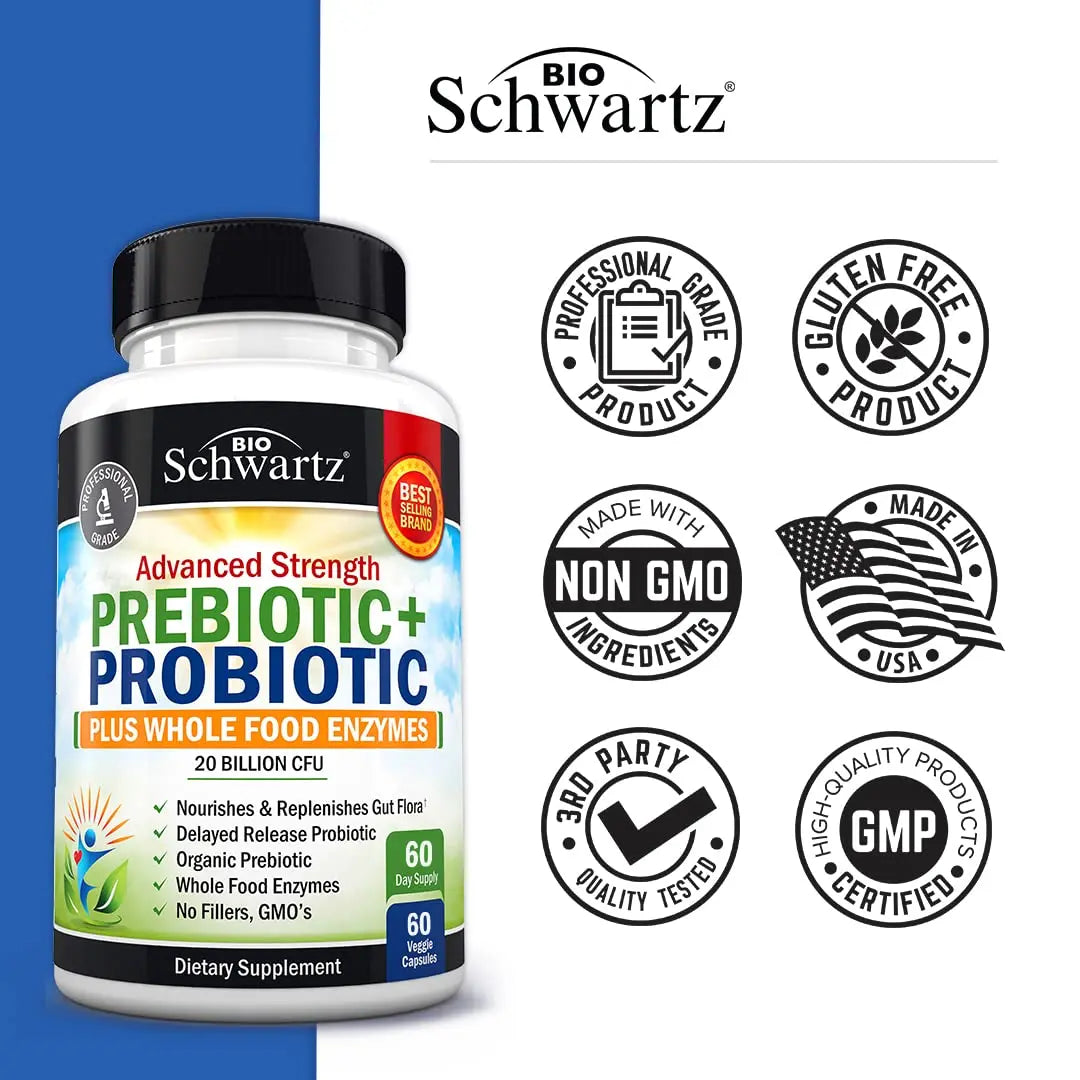 Prebiotics and Probiotic with Whole Food Enzymes for Adults Women & Men BioSchwartz Au supplements