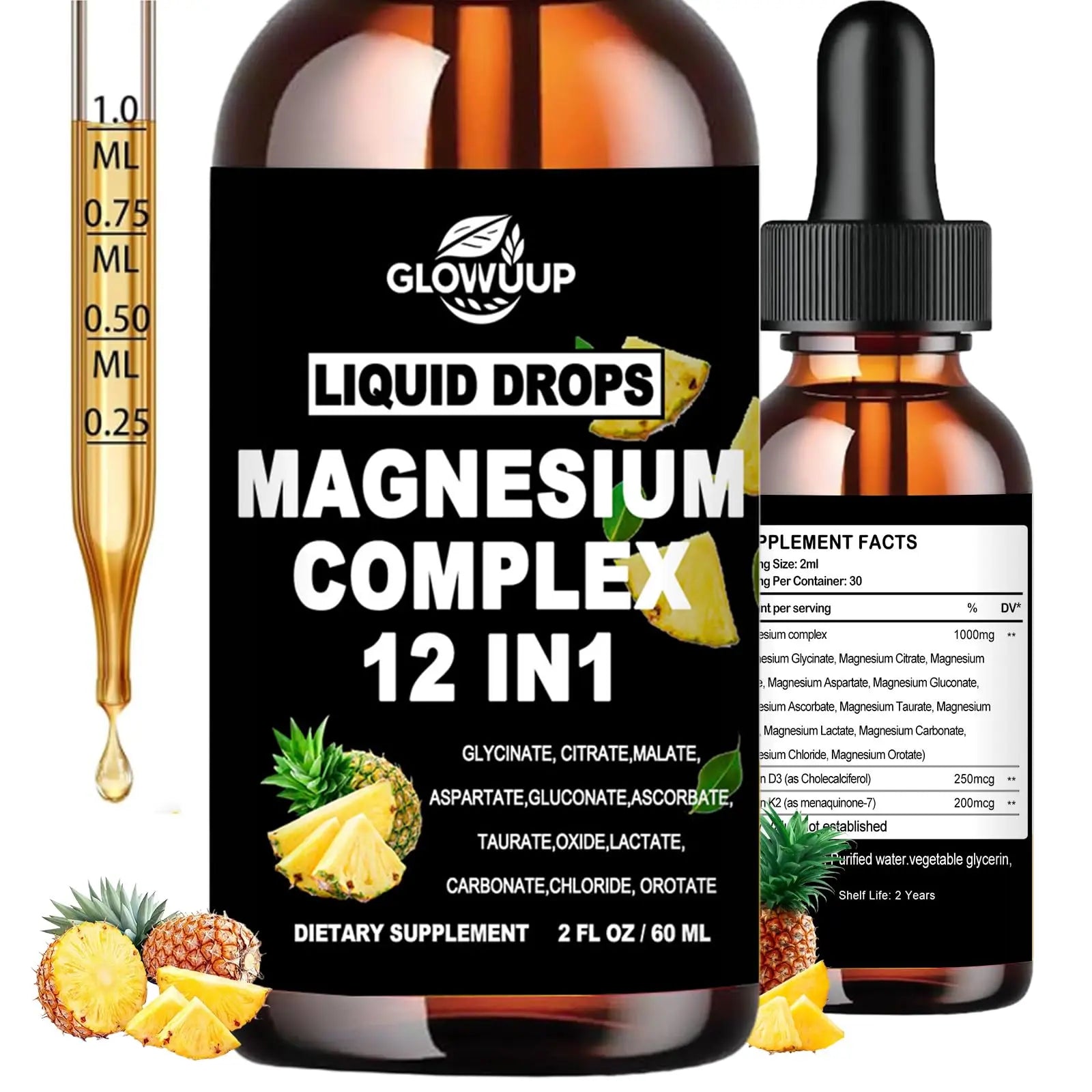 Magnesium 12 in 1 Complex 1000mg Supplement for Women & Men, High Absorption Liquid Magnesium W/Glycinate Citrate Malate Taurate Oxide Aspartate Orotate, Calm Magnesium for Sleep Muscle Heart Support GLOVVUUP Au supplements