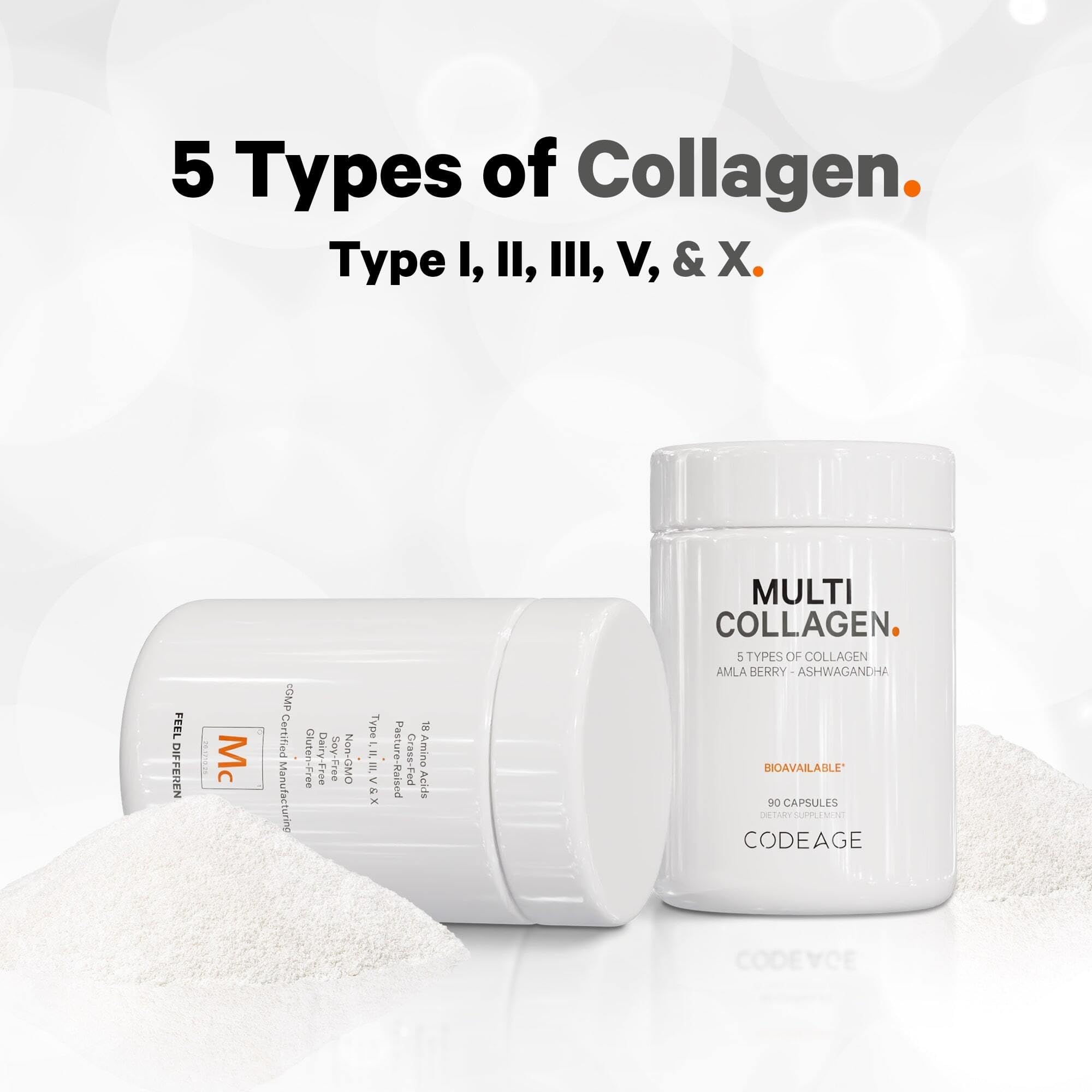 Codeage Multi Collagen Protein Capsules 5 Types, Ashwagandha Withania Somnifera & Organic Amla Berry + SBO Probiotic Blend 50 Billion CFU Bundle, Lactobacillus Plantarum, Bacillus Subtilis, Non-GMO Codeage Au supplements