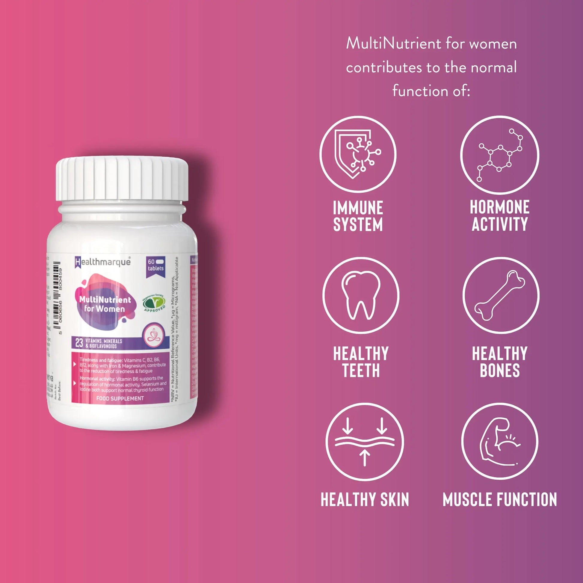 Premium Daily Multivitamin Tablets for Women - 23 Essential Vitamins, Minerals & Bioflavonoids Healthmarque Au supplements