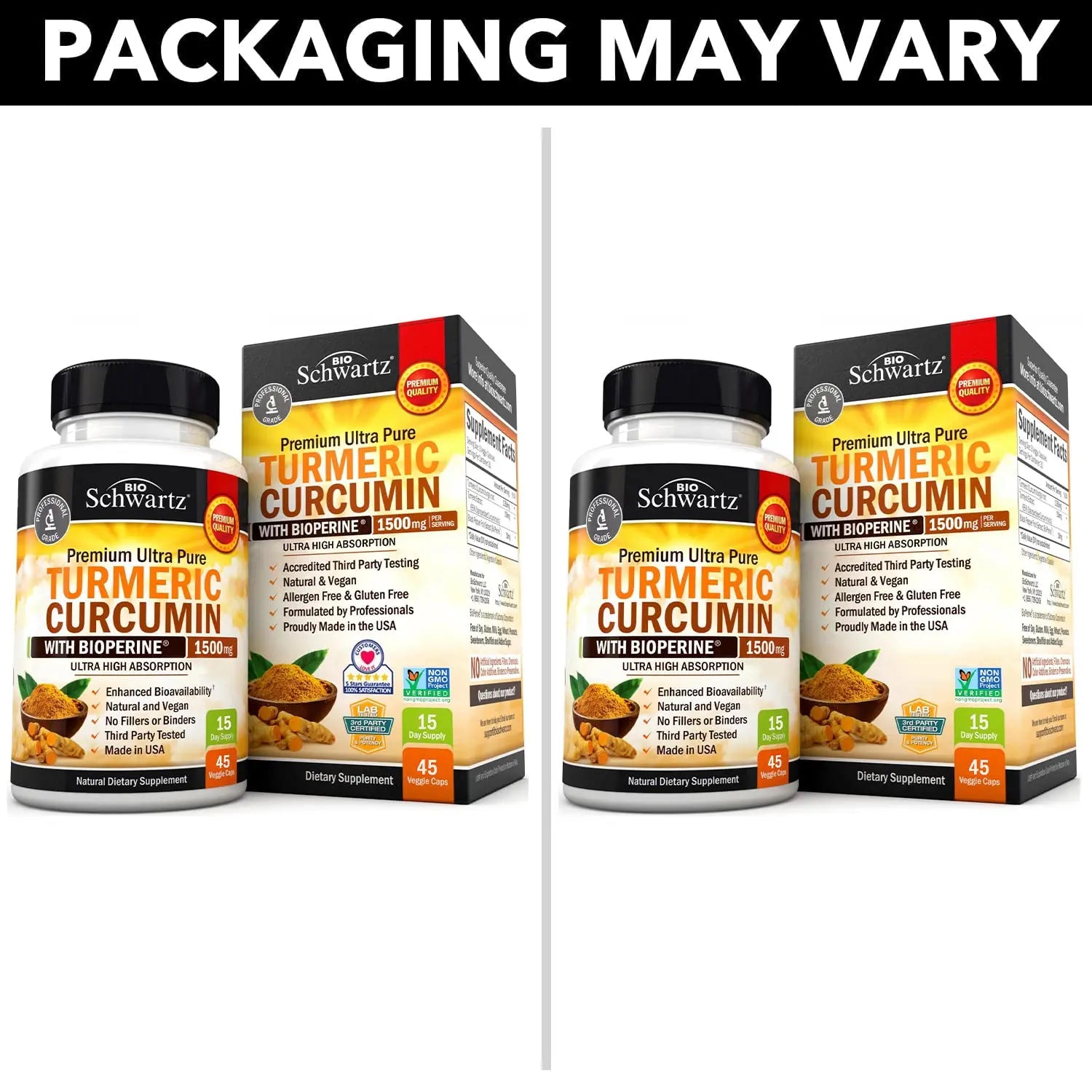 Turmeric Curcumin with Black Pepper Extract 1500mg - High Absorption BioSchwartz Au supplements