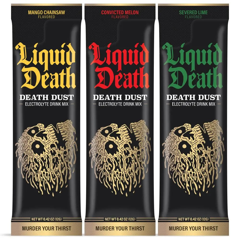 Liquid Death Electrolyte Death Dust - Hydration Powder Packets - 3 Flavors - 12-Stick Liquid Death Au supplements