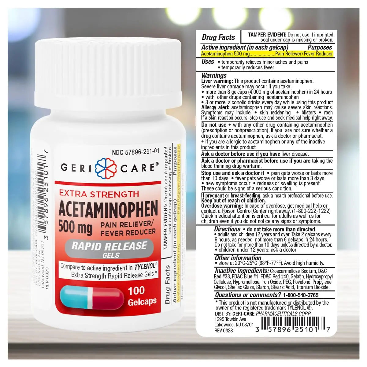 Extra Strength Rapid Release Pain Relief Gelcaps, 100count GeriCare Au supplements
