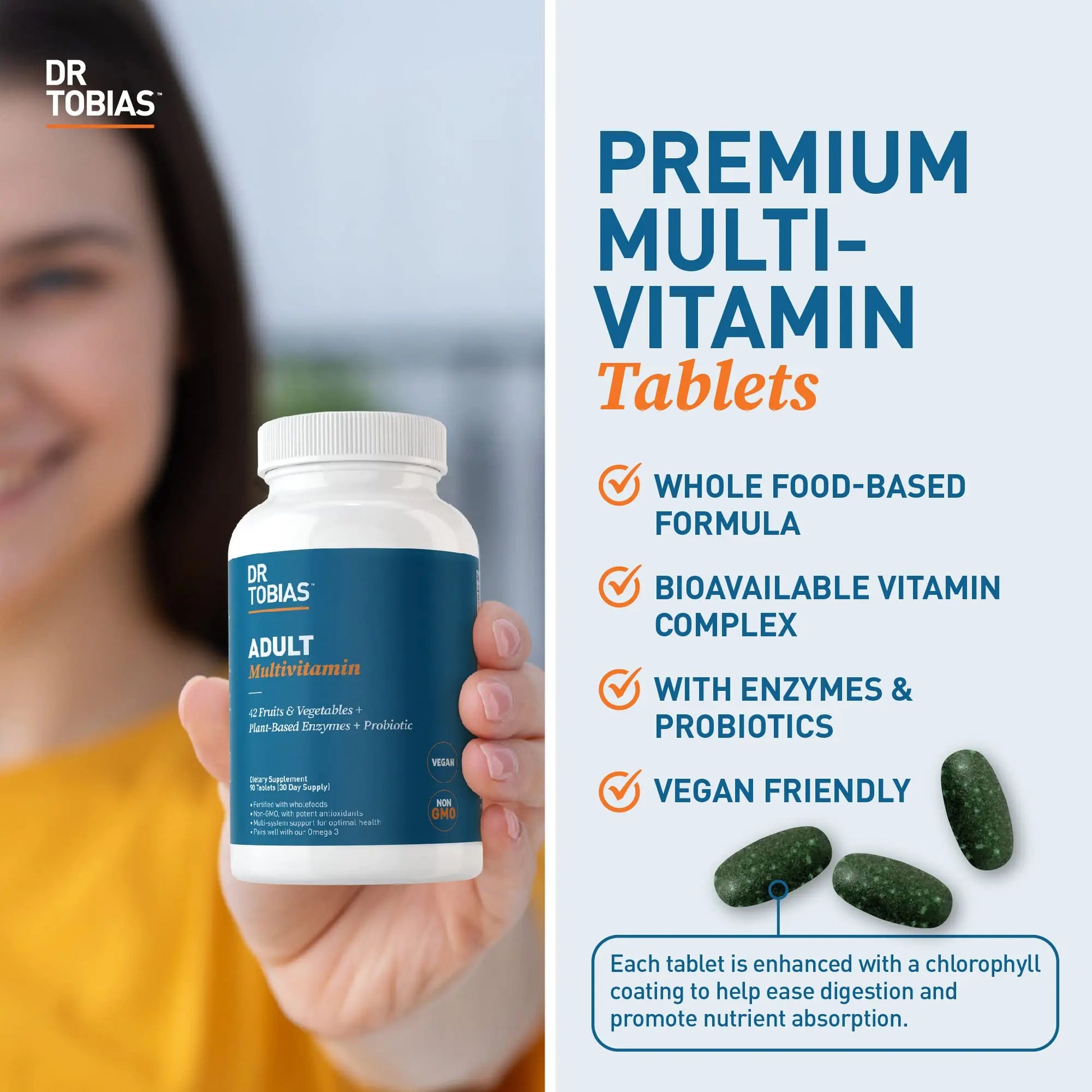 Dr. Tobias Adult Multivitamin for Women & Men, Immune Supporting Vitamins from 42 Fruits, Vegetables, Plus Probiotics, Vegan Multivitamins Dr. Tobias Au supplements