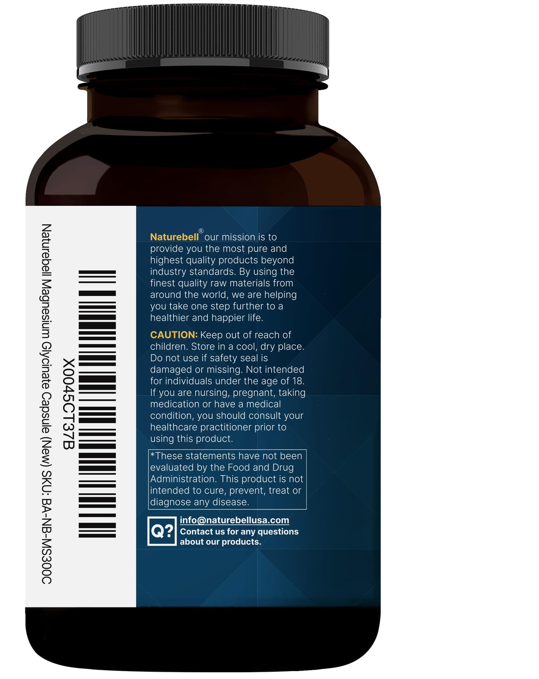 Pure Magnesium Glycinate for Sleep, 200mg with Valerian Root, 300 Capsules | 100% Chelated & Purified Mineral Supplement – Ultra High Absorption – Non-GMO, Gluten Free NatureBell Au supplements