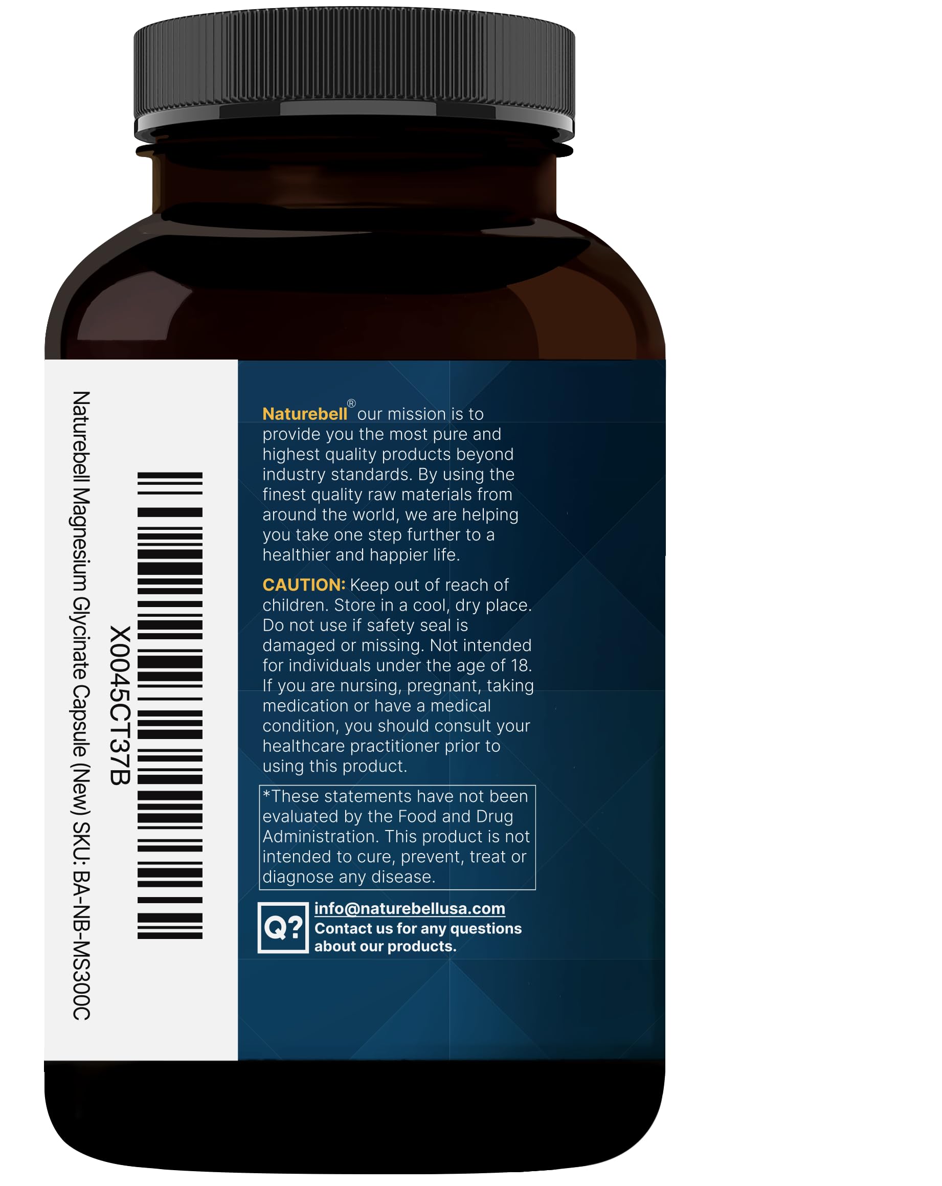 Pure Magnesium Glycinate for Sleep, 200mg with Valerian Root, 300 Capsules | 100% Chelated & Purified Mineral Supplement – Ultra High Absorption – Non-GMO, Gluten Free NatureBell Au supplements