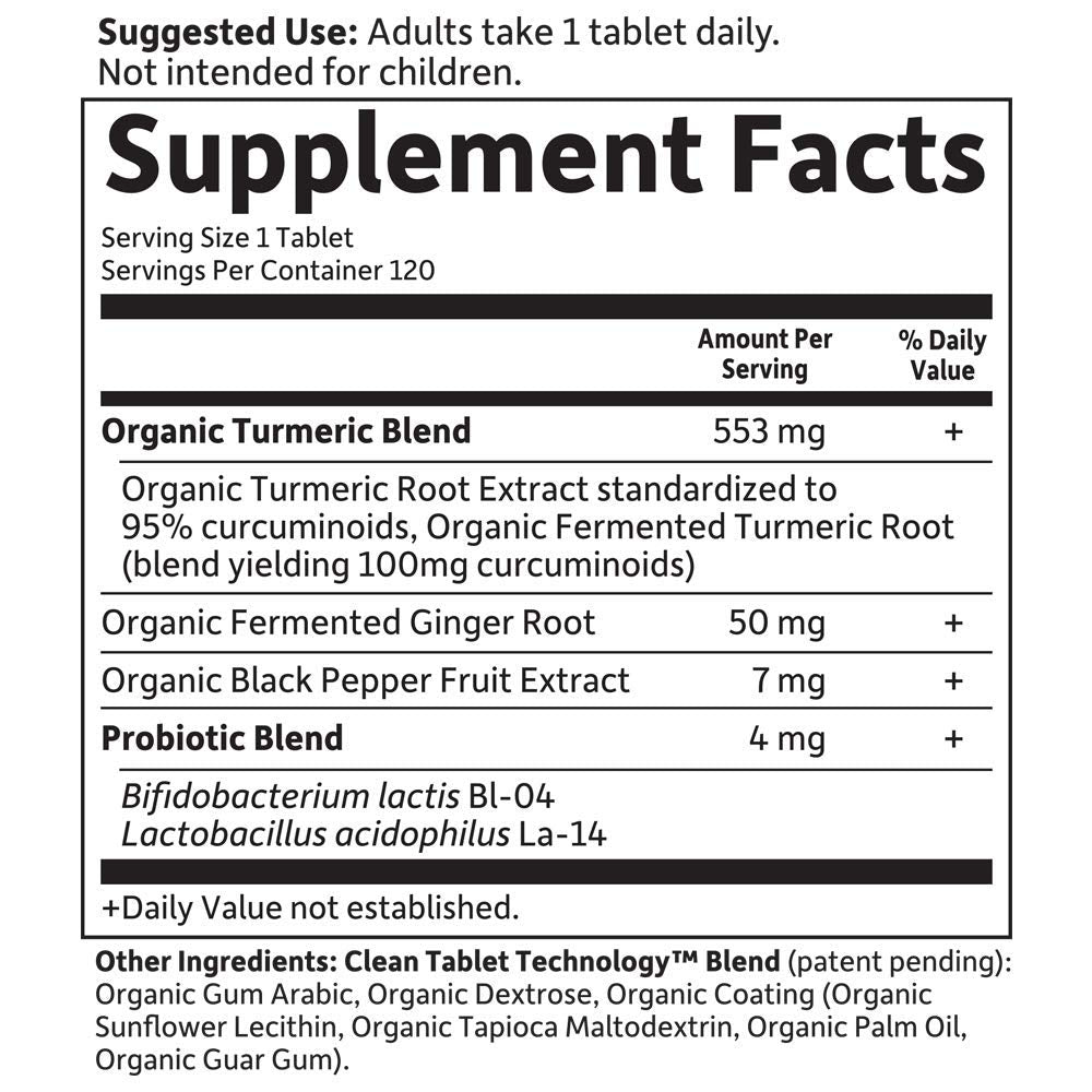 Garden of Life Organics Extra Strength Turmeric Inflammatory Response 120 Tablets-100Mg Curcumin (95% Curcuminoids) Black Pepper, Probiotics, Organic Non-GMO Vegan Gluten Free Herbal Supplement Garden of Life Au supplements