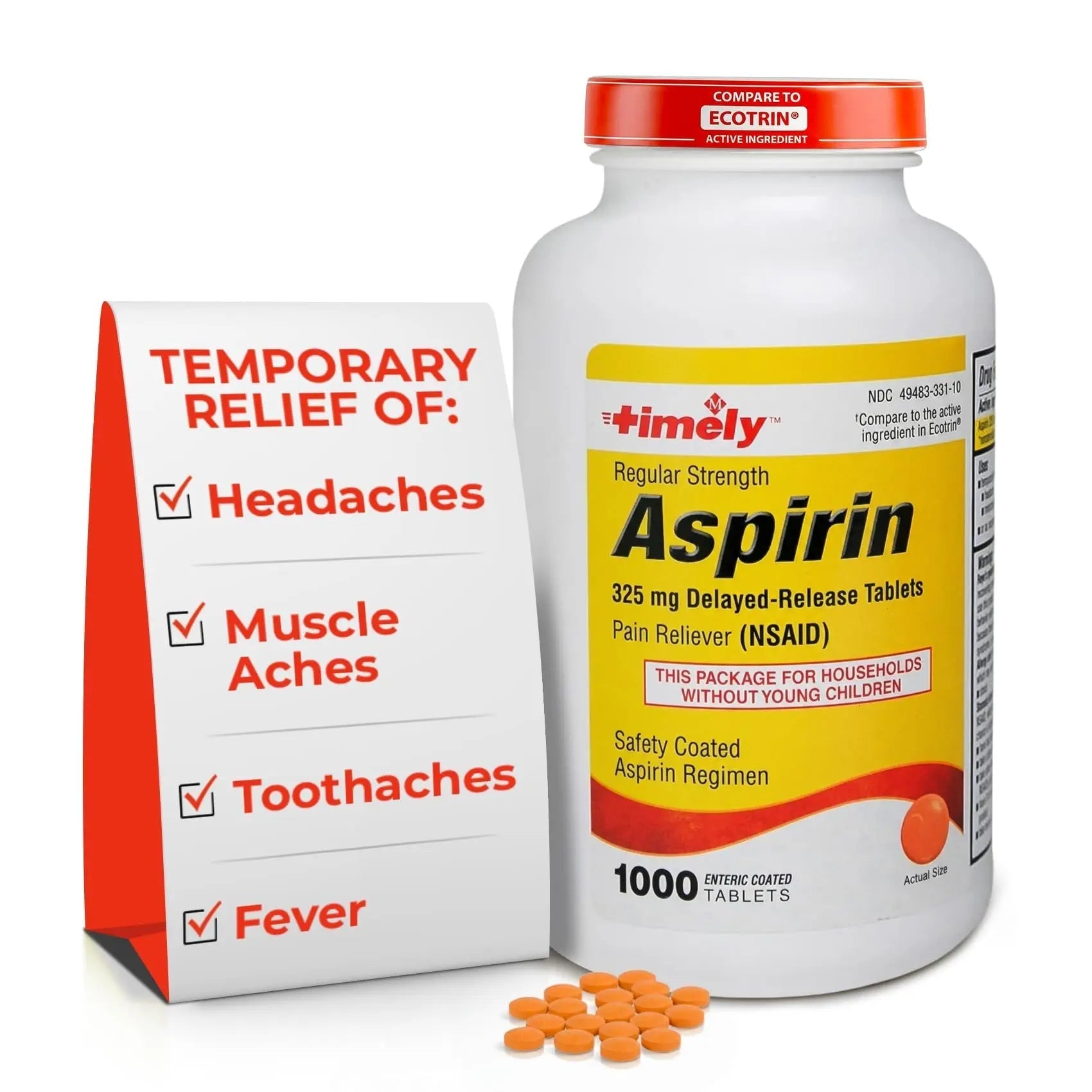 TIME-Cap Labs 1000 Regular Strength Aspirin 325mg – Delayed Release Enteric Coated Tablets for Minor Aches and Pains, NSAID Pain Reliever & Fever Reducer for Adults and Children 12 Years and Older TIME-CAP LABS, INC. Au supplements