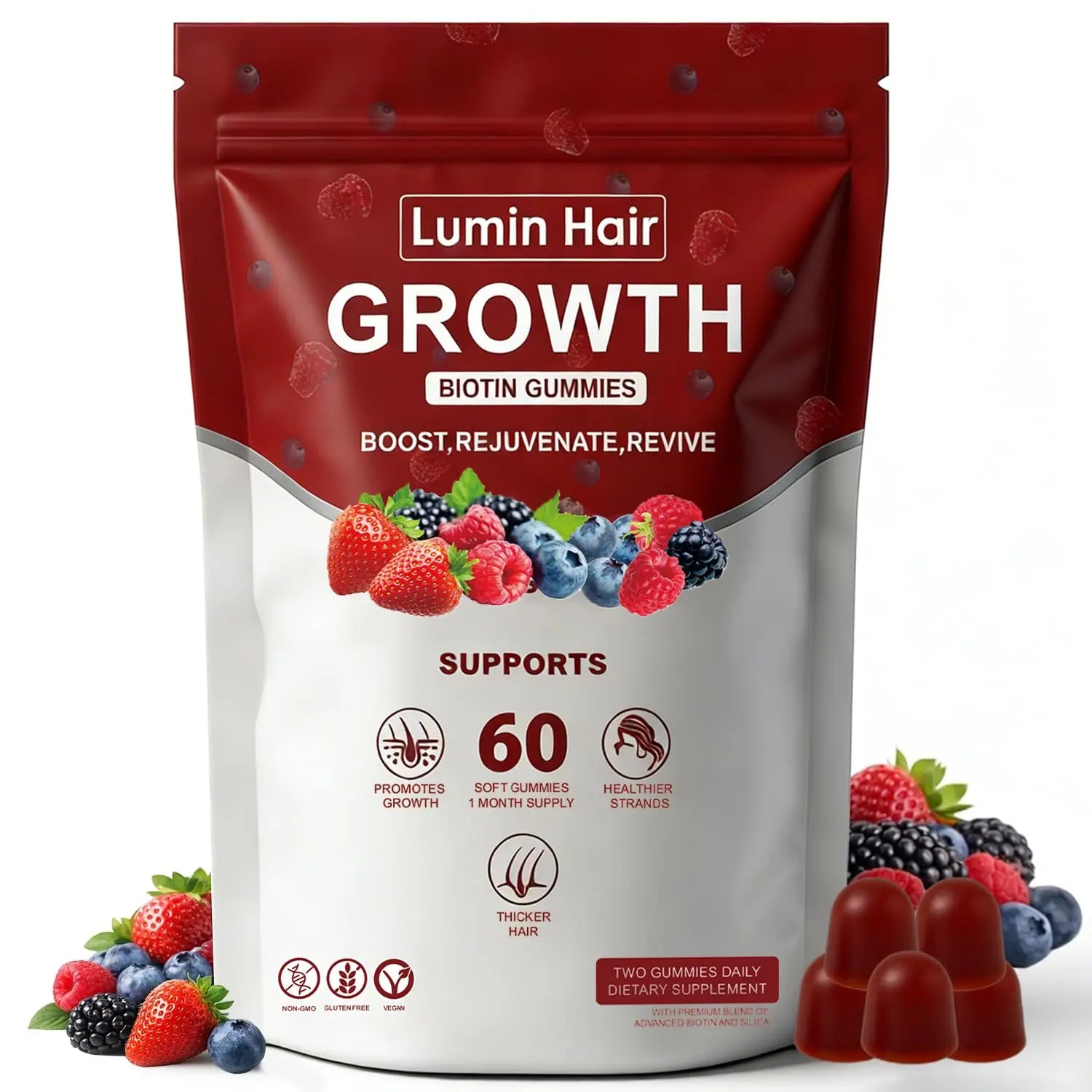 Lumin Hair Growth Gummies for Black Women, 60 Vegan Gummies, Daily Hair Nourishment with Biotin, Collagen & Botanical Extracts, Supports Healthy Hair Growth & Strength Lumin Hair Au supplements