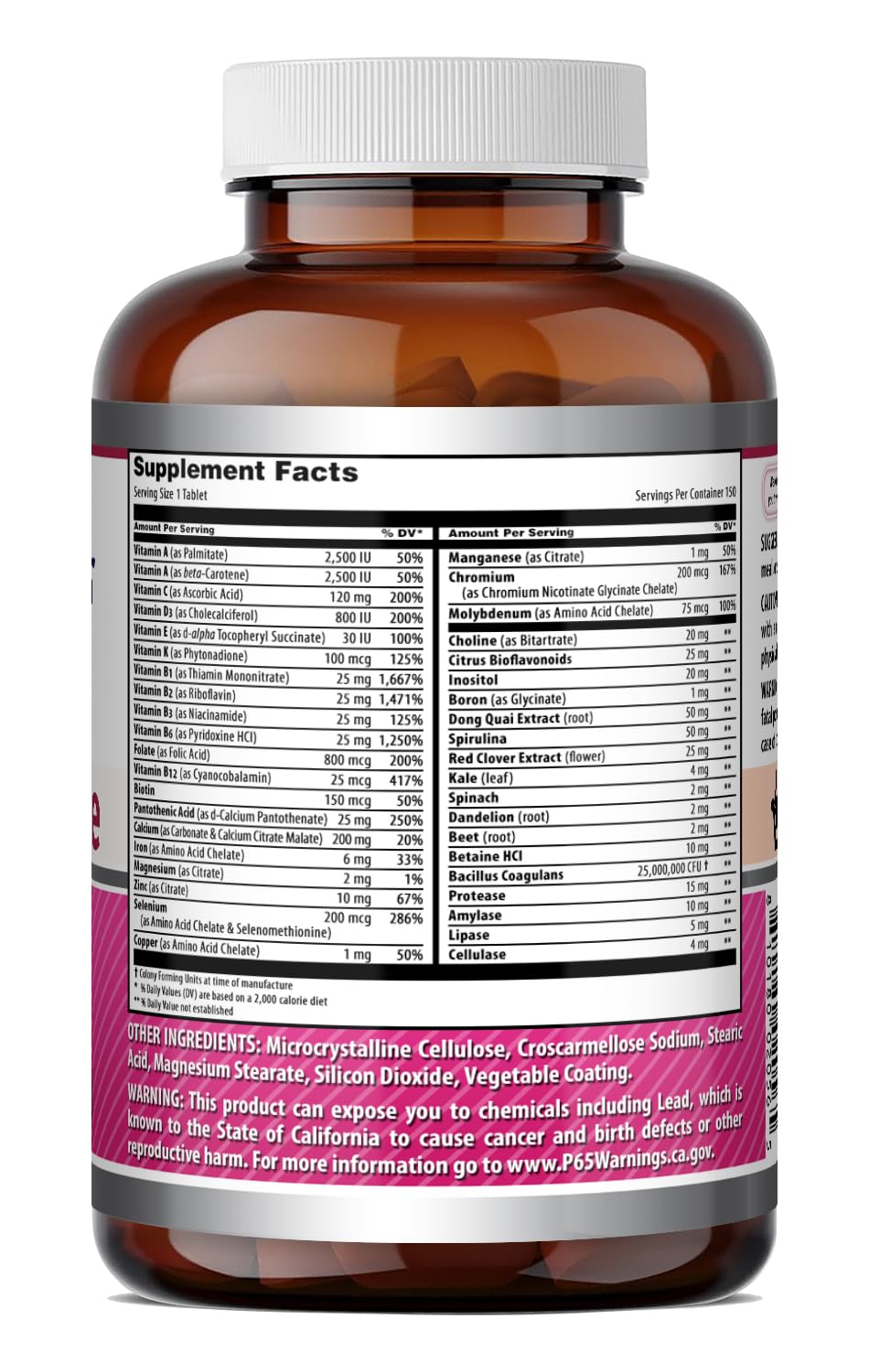 Amazing Formulas Women's One Multivitamin | Food Based | 150 Tablets, 5 Month Supply | Complete Blend of 40 Vitamins, Minerals & Probiotics Supplements | Non-GMO | Gluten-Free | Made in USA Amazing Nutrition Au supplements