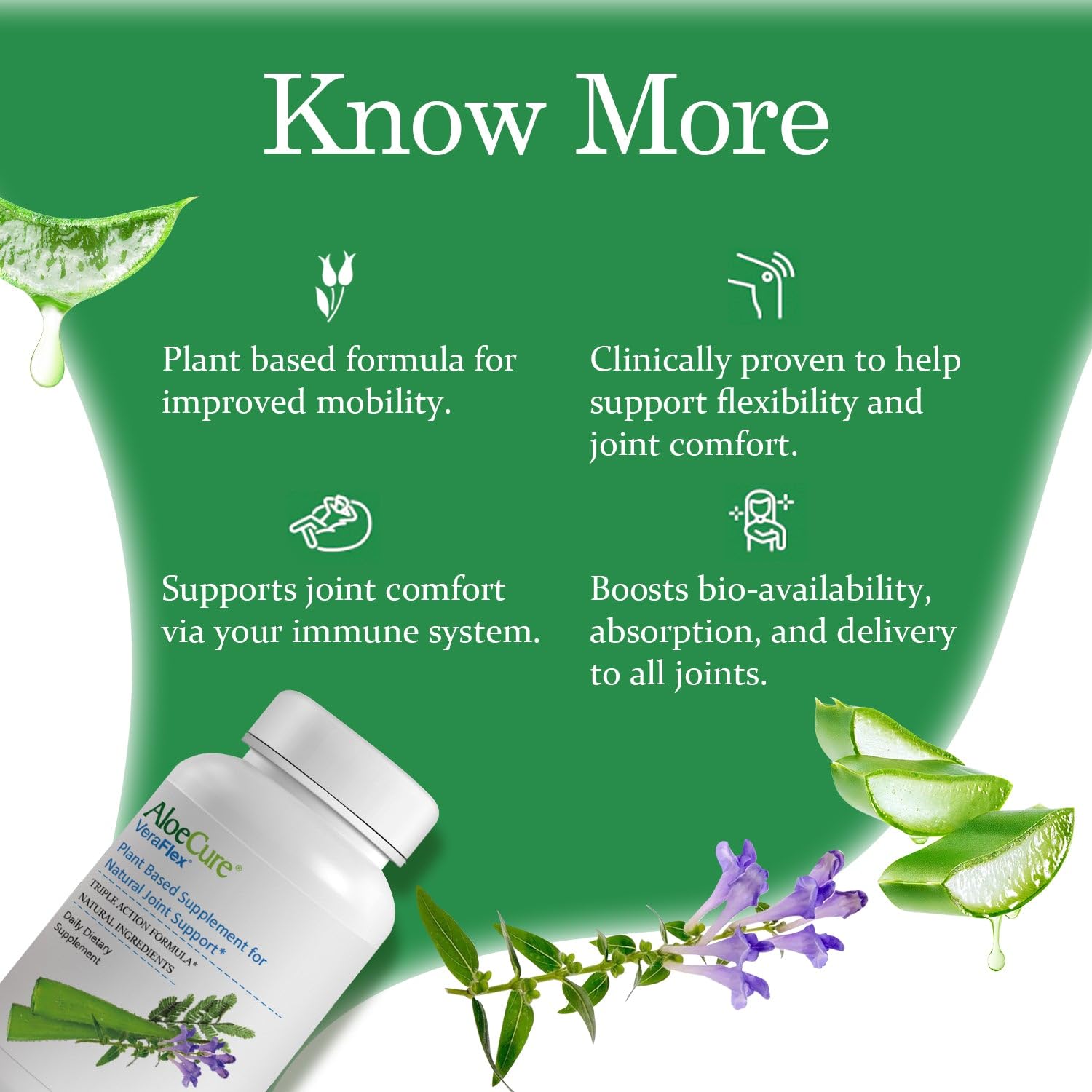 AloeCure VeraFlex Natural Joint Health, 60 Capsules, Clinically Tested Natural Plant-Based Formula to Support Comfort, Mobility and Flexibility - Featuring Organic Aloe Vera AloeCure Au supplements
