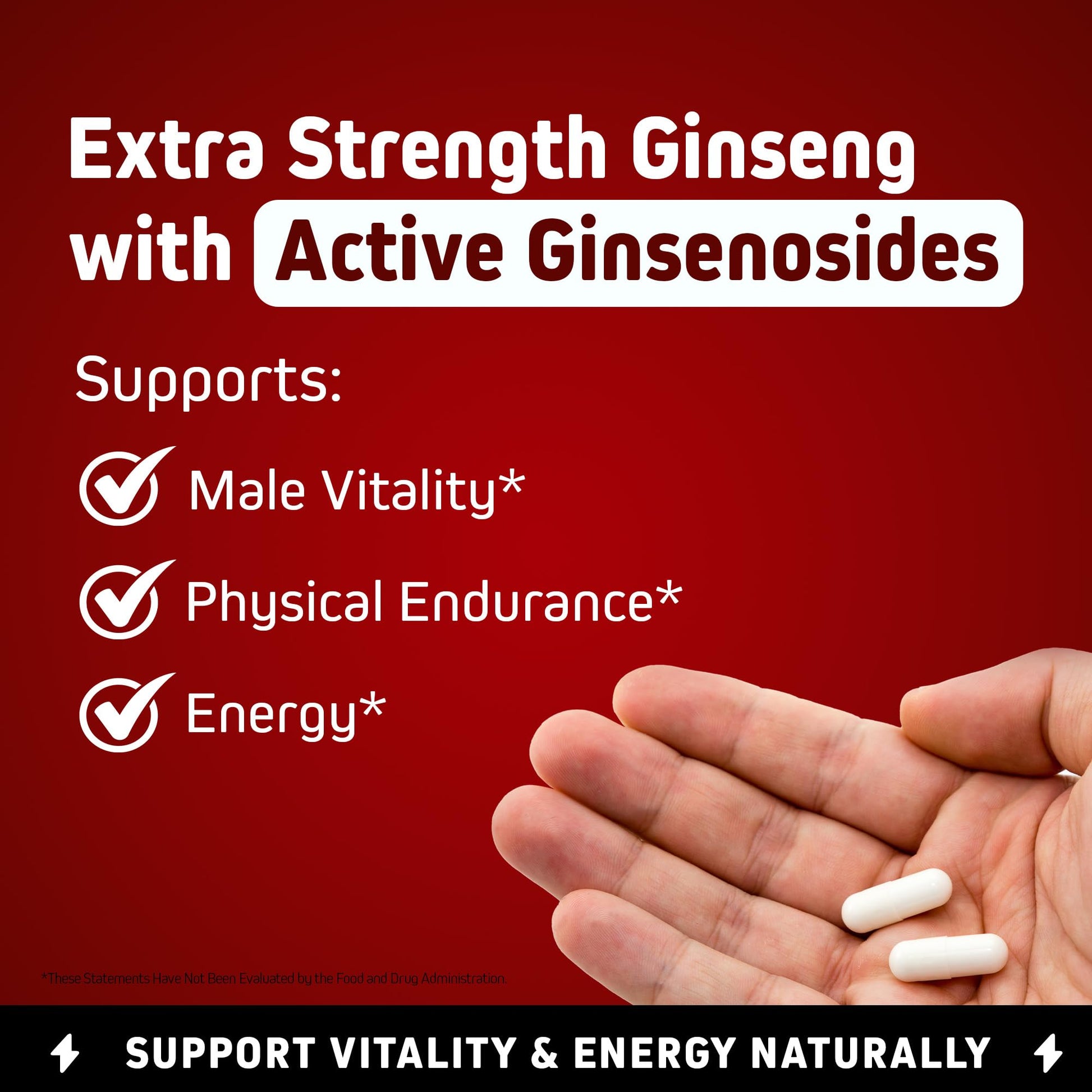 Herbtonics Korean Red Panax Ginseng 1500mg - Energy Supplement for Peak Performance, Focus & Vitality - High Potency Ginseng Root Extract - 240 Vegan Capsules Herbtonics Au supplements
