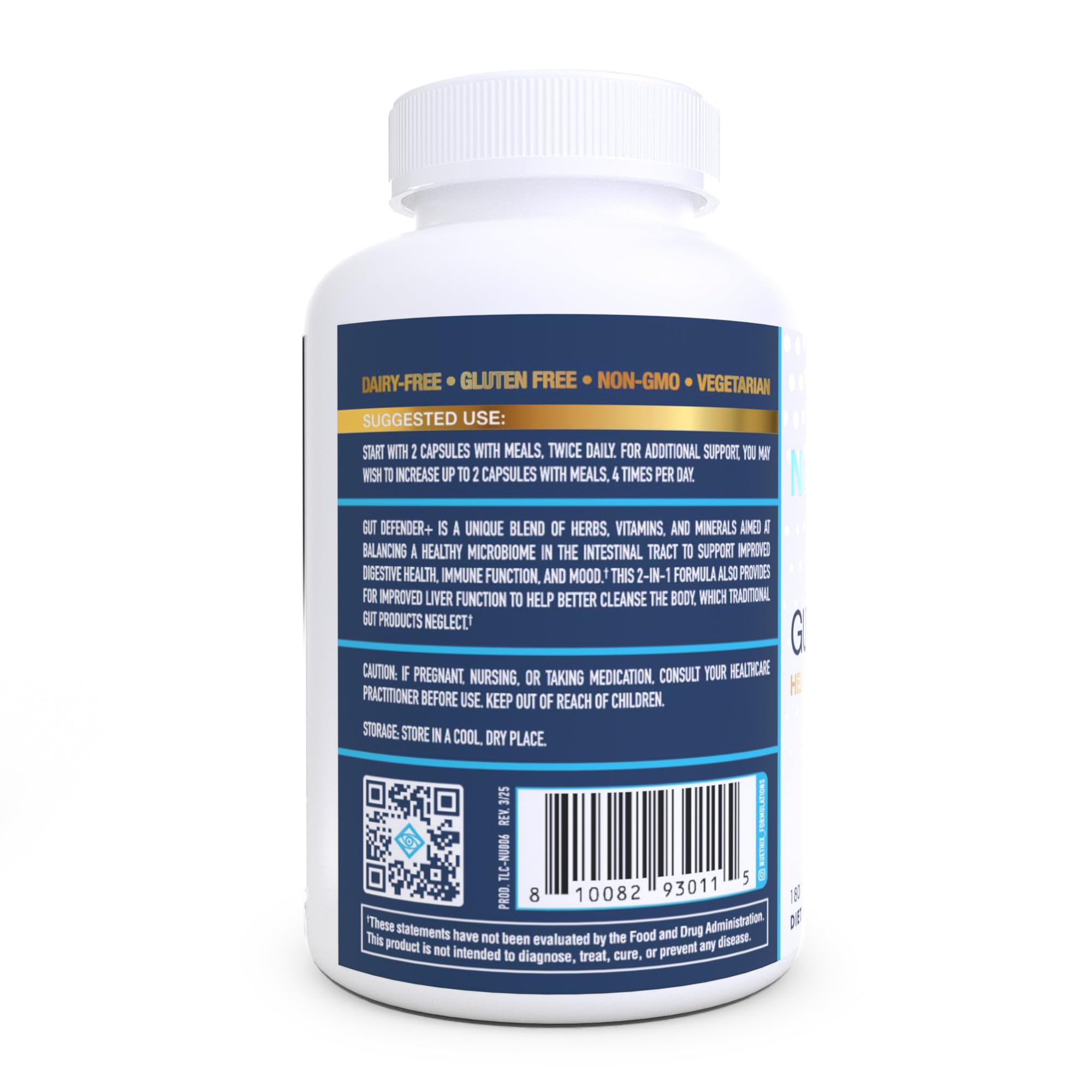 NuEthix Formulations Gut Defender+ Microbiome Balance Dietary Supplement, 180 Capsules, 90 Servings NuEthix Formulations Au supplements