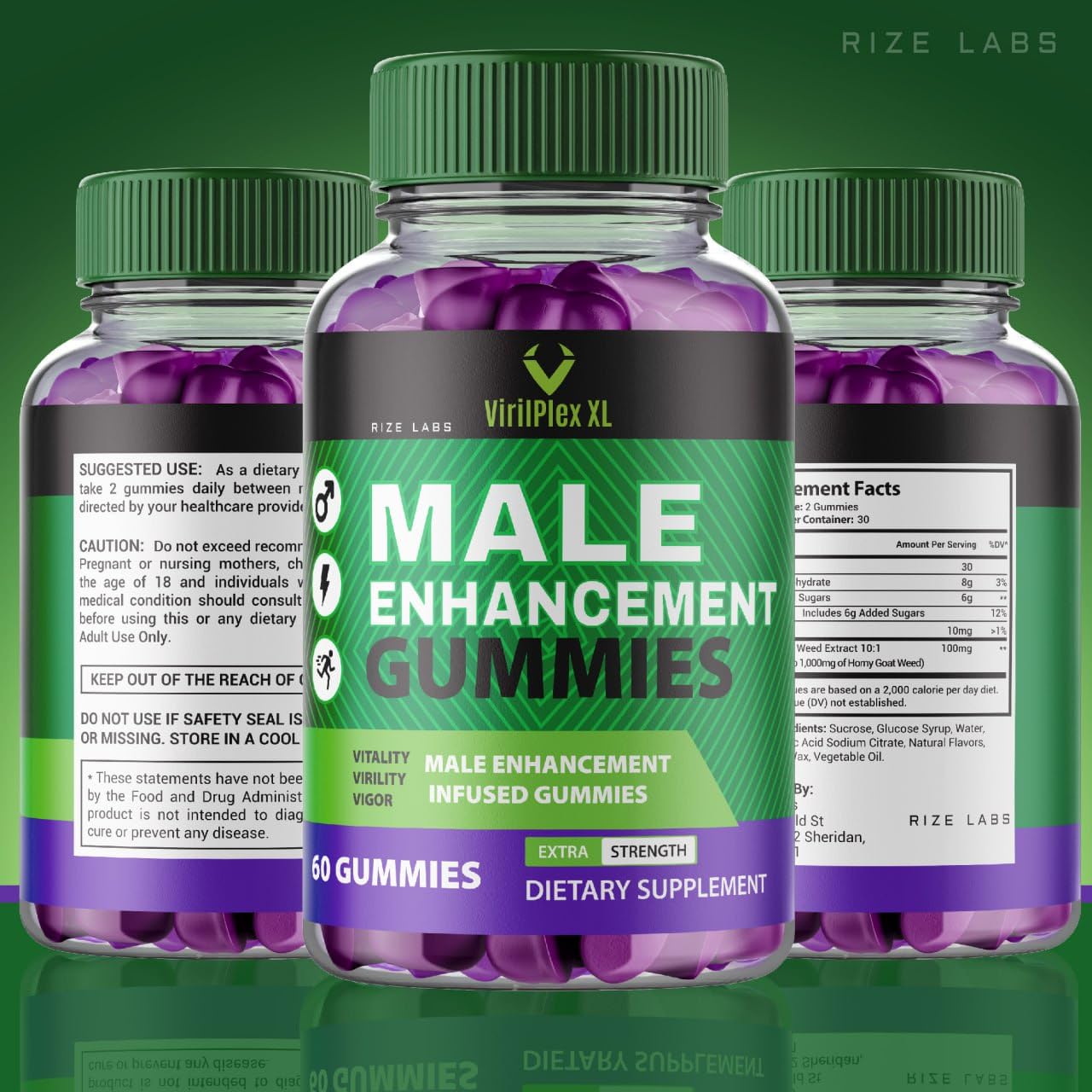 rize labs VirilPlex XL Male Performance Gummies, Premium Formula for Health and Well-Being for Men, Gummys to Deliver Maximum Performance Benefits - Pack of 3(180 Gummies) rize labs Au supplements