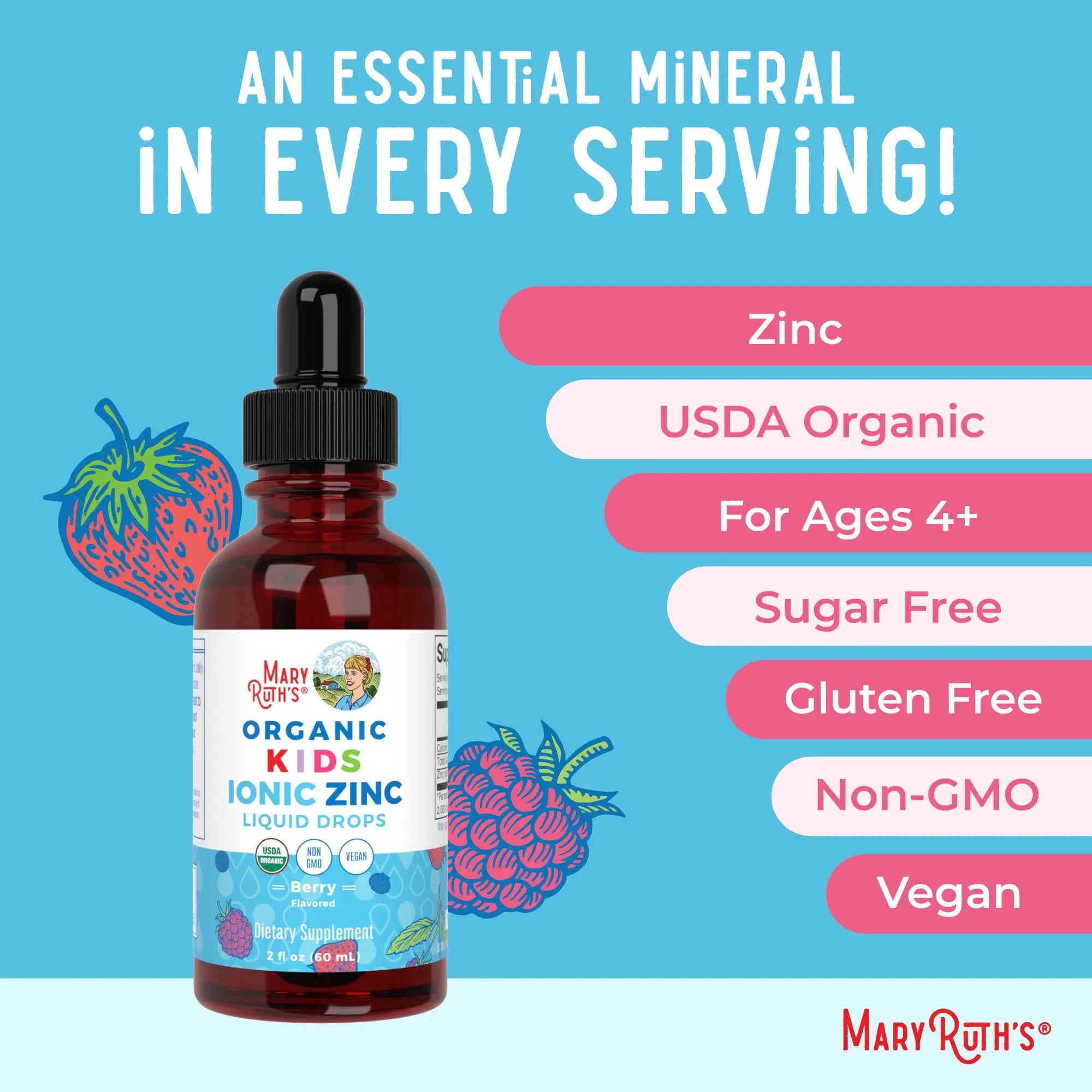 MaryRuth Organics Zinc Supplement for Immune Support, Immune Support Supplement for Kids, Ages 4-13, Zinc Sulfate, Vegan, USDA Organic, Glycerin Based, 2 Fl Oz MARYRUTH'S Au supplements