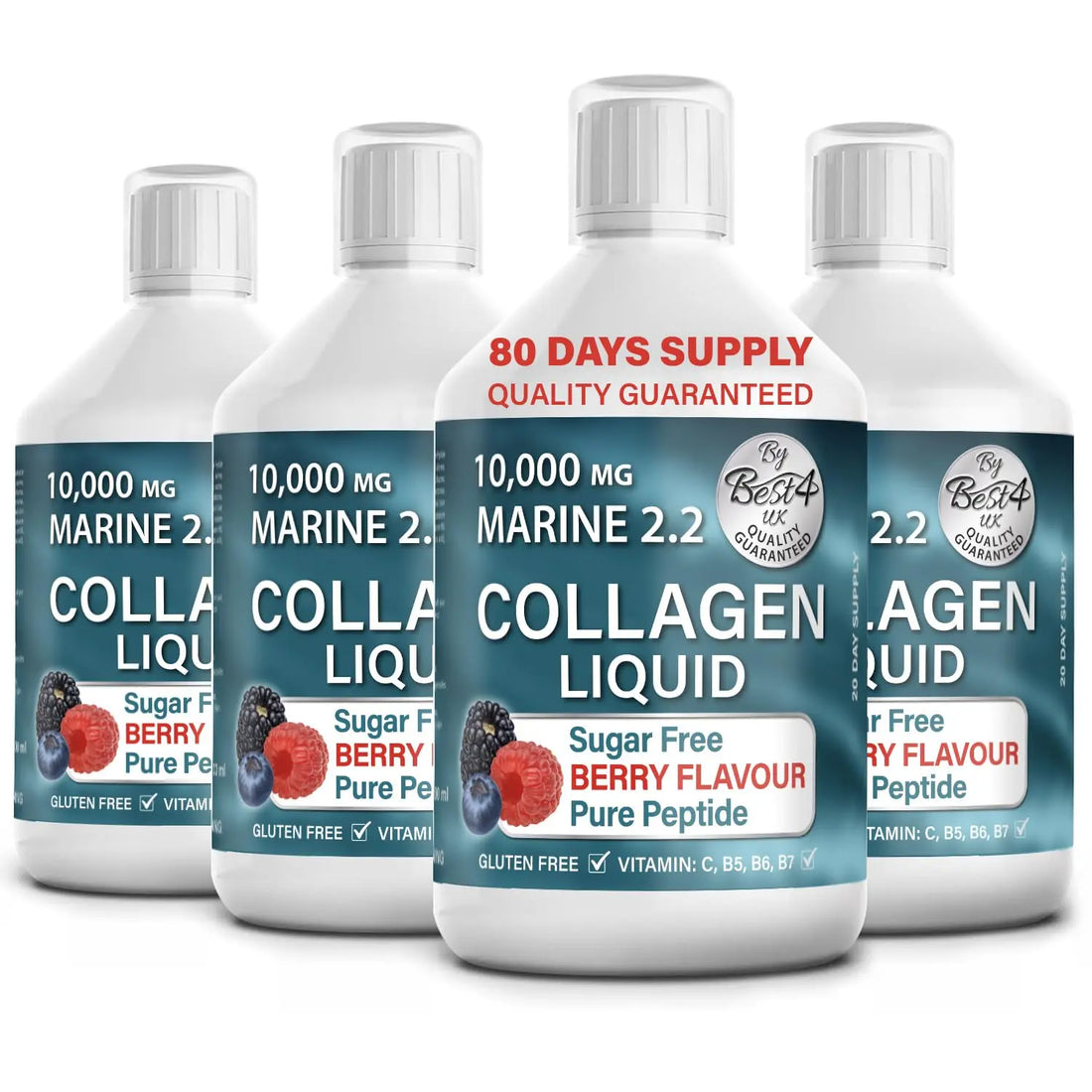 4 Pack Marine Collagen 2.2 Liquid 10000mg Sugar Free Ready to Drink Berry Flavour Best4Group Au supplements