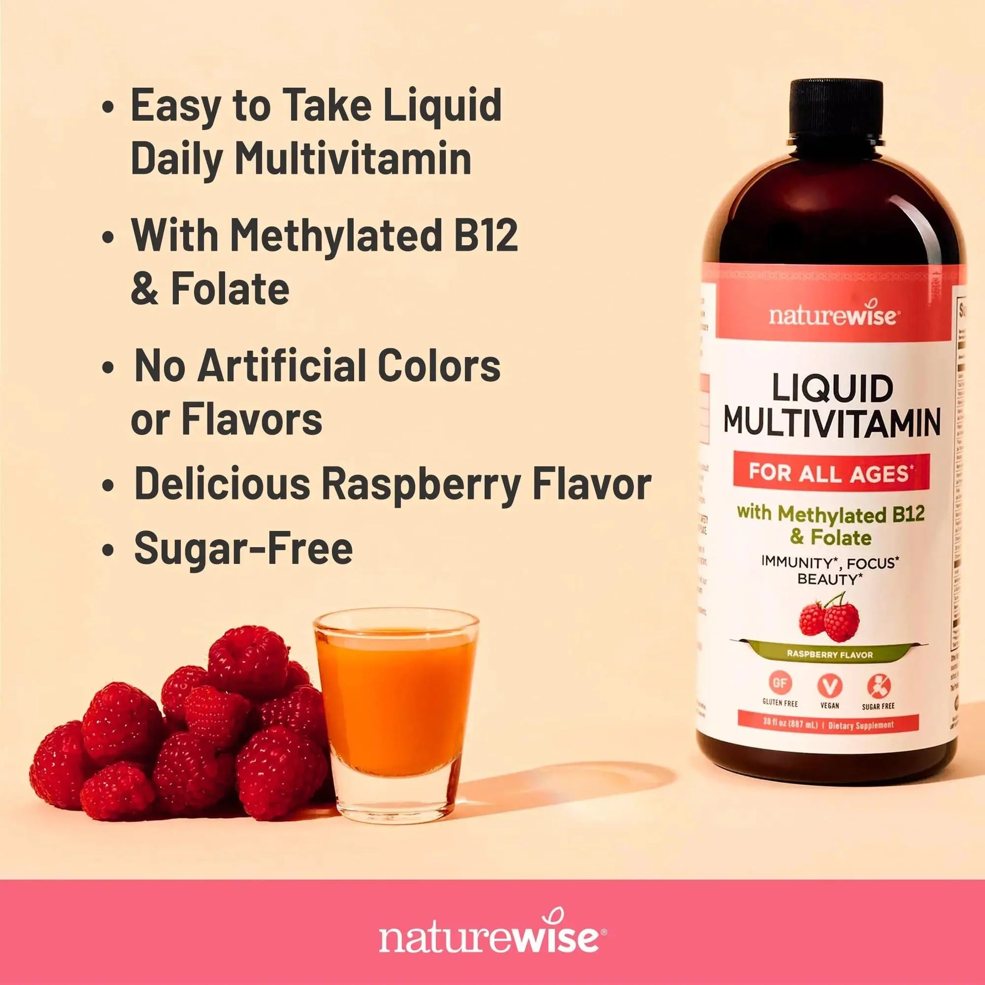 NatureWise Liquid Multivitamin for Women, Men of All Ages - Sugar Free, Vegan - Vitamins for Energy Levels, Beauty NatureWise Au supplements