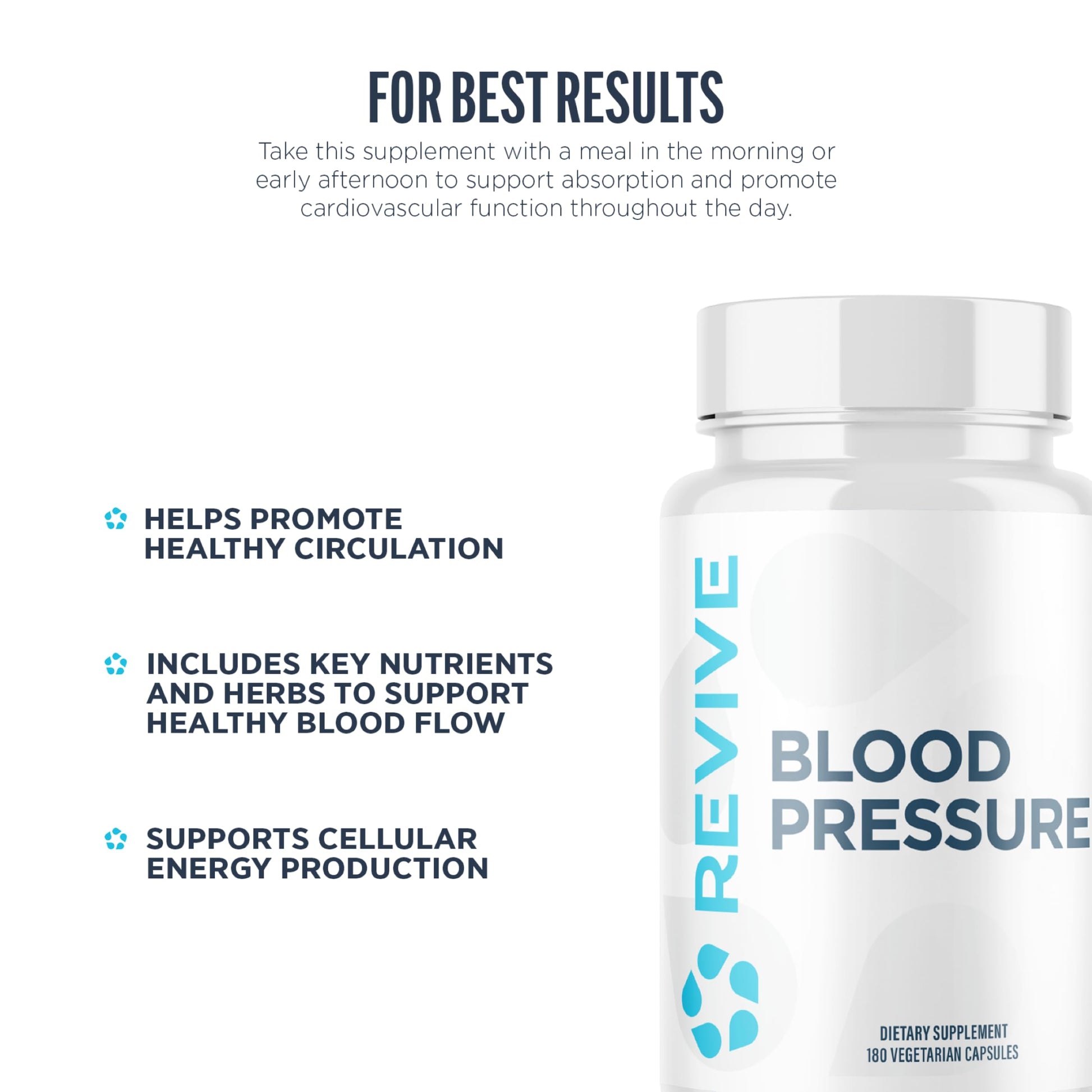 Revive MD Blood Pressure Support Supplement - Supports Heart and Circulatory Health, Energy & Daily Wellness - Magnesium, Potassium, Folic Acid & Garlic Formula (180 Vegetarian Capsules, 60 Servings) Revive Au supplements