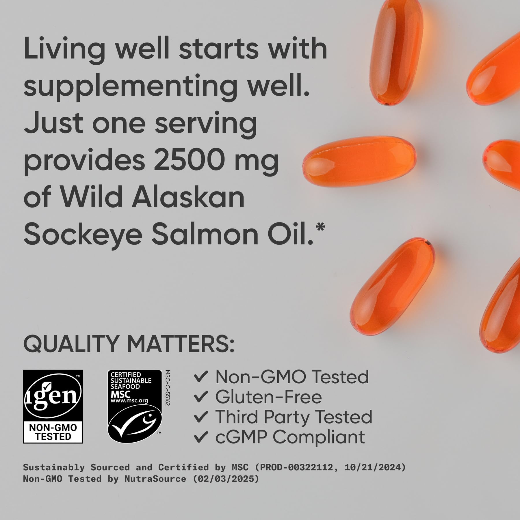 Sports Research® Salmon Oil - Single-Source Wild Alaskan Sockeye | 2500 mg per Serving w/EPA & DHA Fatty Acids | MSC Certified - 180 Count Softgels Sports Research Au supplements
