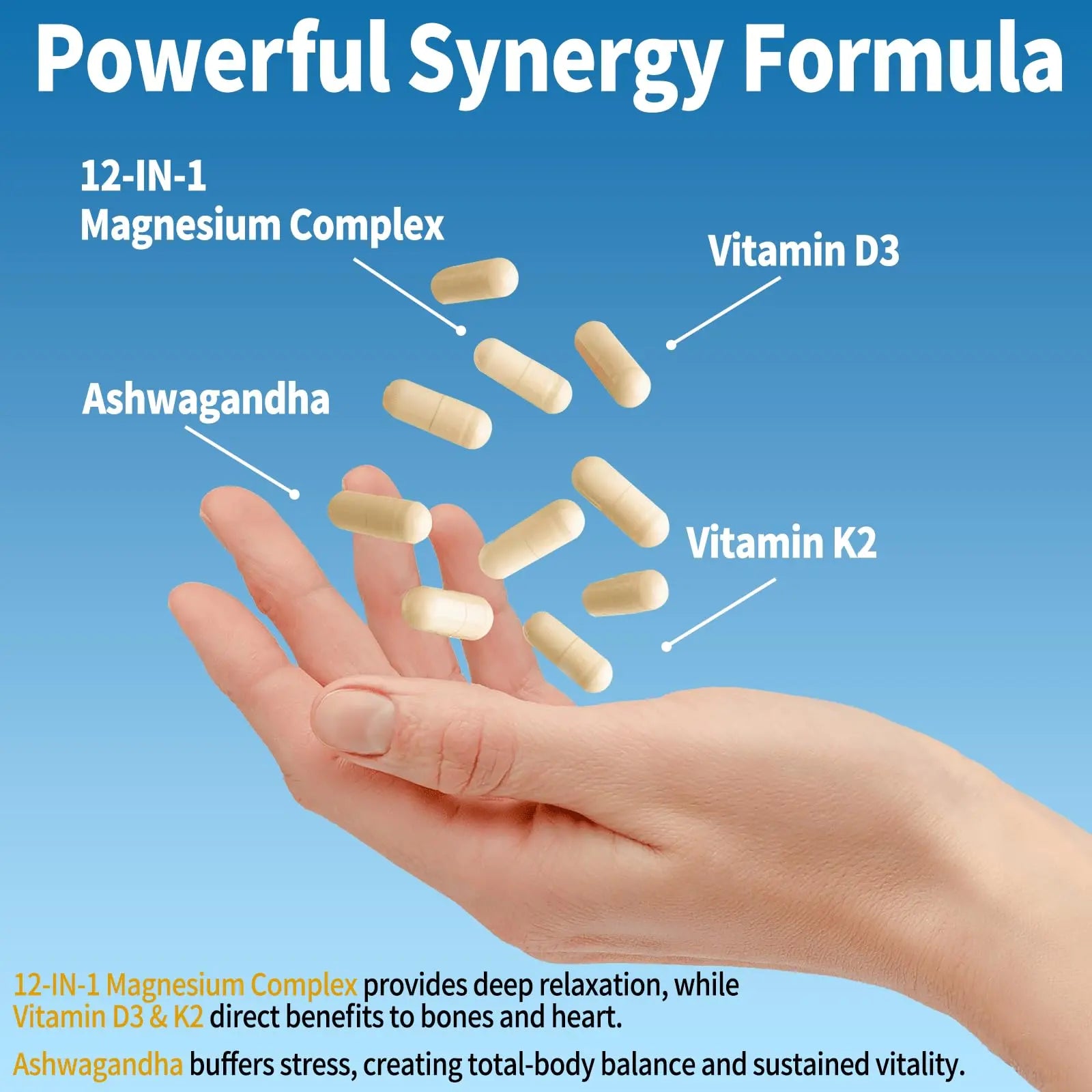 Magnesium Complex 12 in 1 Supplement for Women & Men 700mg, Magnesium Glycinate with Vitamin D3 K2, Citrate Malate Oxide Taurate Aspartate Orotate, for Relaxation, Heart, Energy, Muscle, 120 Capsules Qmiozzy Au supplements