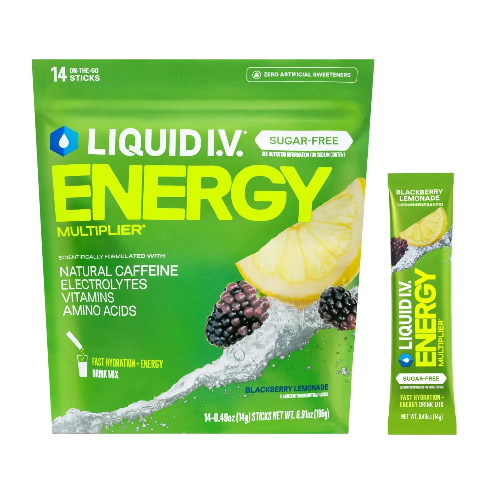 Liquid I.V.® Hydration Multiplier Sugar-Free + Energy - Blackberry Lemonade | Electrolyte Powder Drink Mix | 1 Pack (14 Servings) Liquid I.V. Au supplements