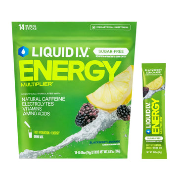 Liquid I.V.® Hydration Multiplier Sugar-Free + Energy - Blackberry Lemonade | Electrolyte Powder Drink Mix | 1 Pack (14 Servings) Liquid I.V. Au supplements