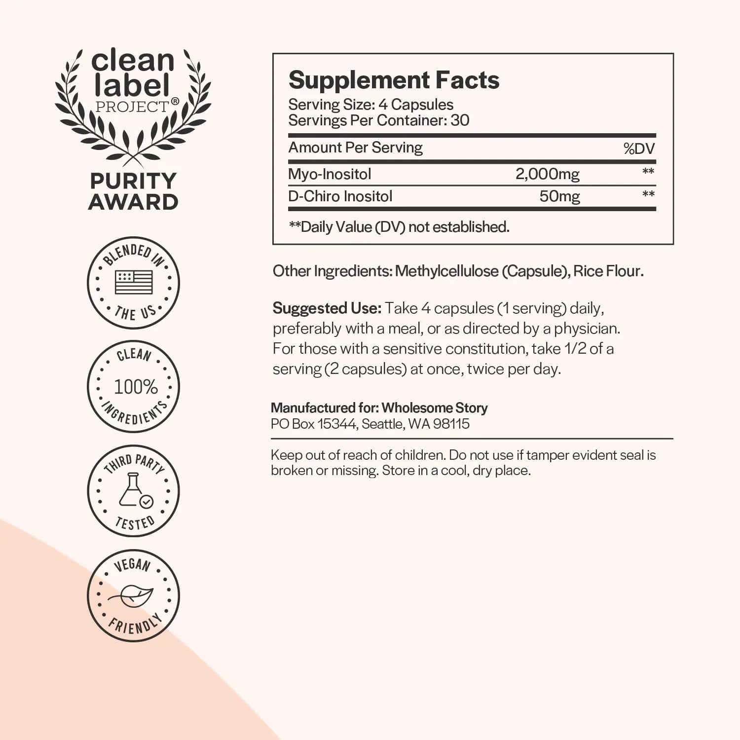 Myo-Inositol & D-Chiro Inositol Blend Capsule | 30-Day Supply | Most Beneficial 40:1 Ratio Wholesome Story Au supplements