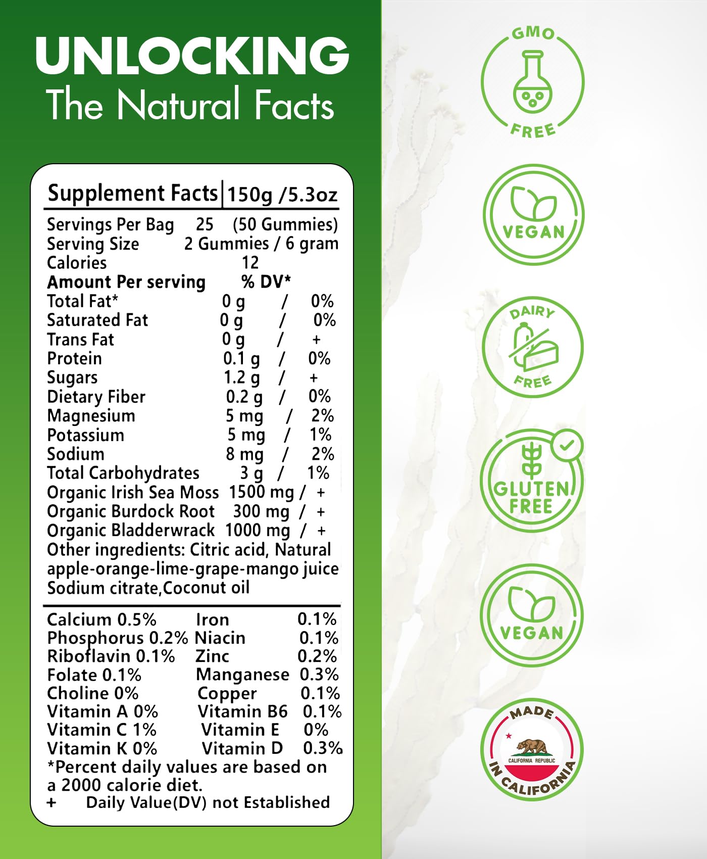 BIO VITALICA Sea Moss Gummies – with Bladderwrack & Burdock Root – Wildcrafted Gel + Powder – Vegan, Keto, Non-GMO, Gluten-Free – Fruity Mineral-Rich Gummies – 50 Count (3 Pack) BIO VITALICA Au supplements