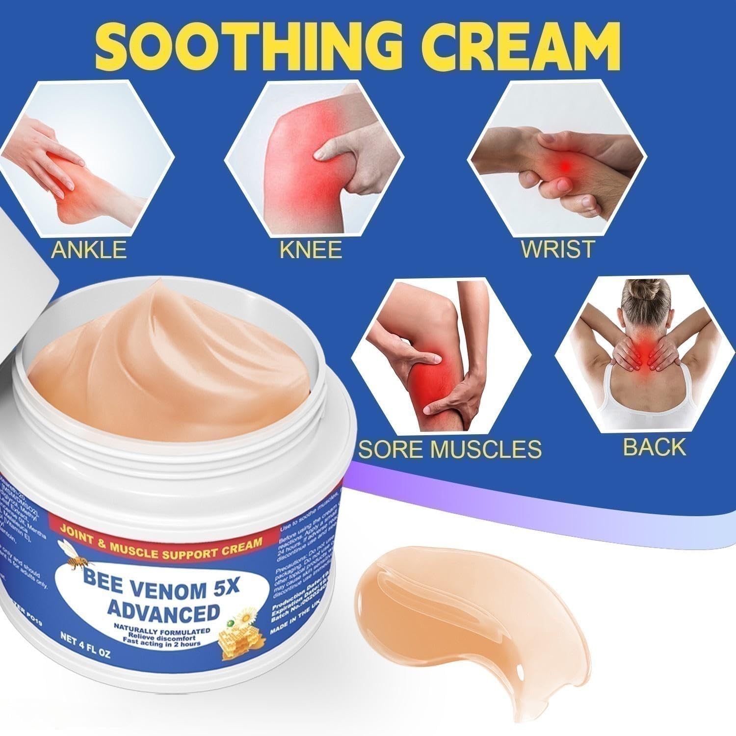 JOYFULART Zealand Bee Venom Serum Gel, Professional for Joint, Muscle, Bone Cream, 24h Fast Release, Soothing Powerful for Back, Neck, Hand, Foot, Knee, Muscle, Shoulder, Hip, Nerve JOYFULART Au supplements