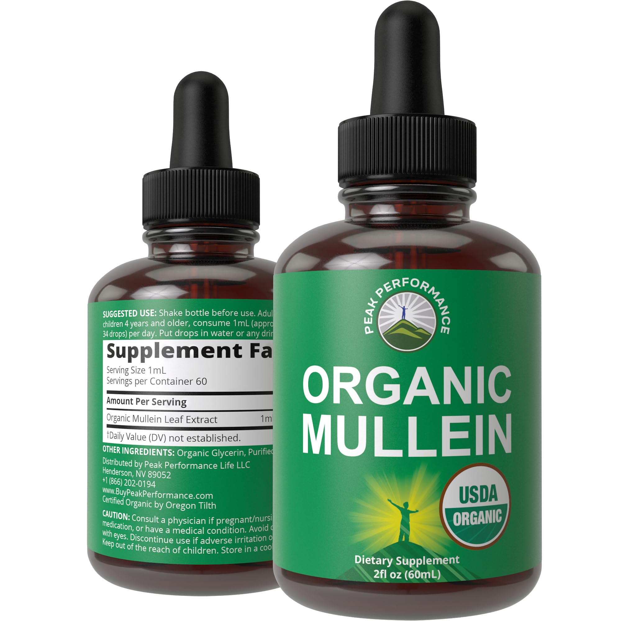 USDA Organic Mullein Leaf Drops for Lungs, Respiratory Health, Detox, Cleanse. High Bioavailability for Women, Men, Kids. Liquid Tincture Supplement. Sooth Lungs, Cough, Congestion. Vegan, Zero Sugar Peak Performance Au supplements
