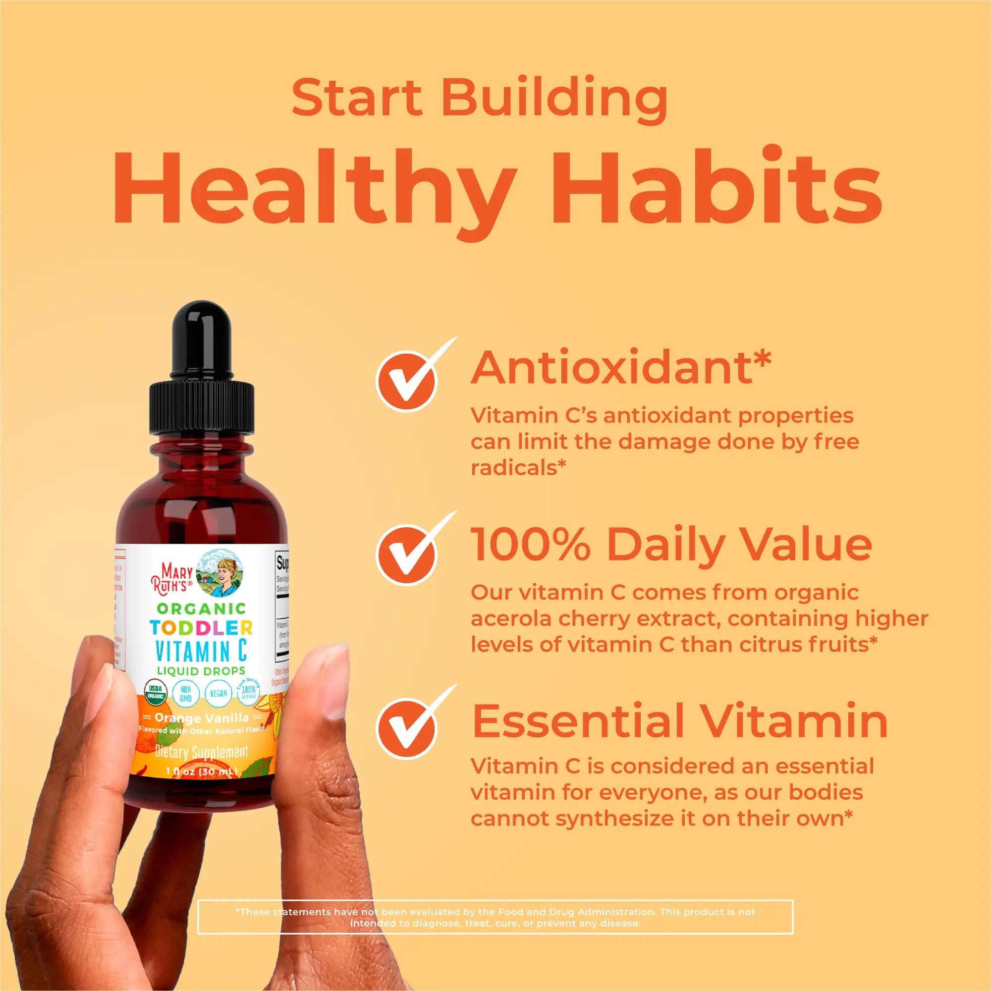 MARYRUTH'S Organic Toddler Vitamin C Drops for Immunity | Ages 1-3 Years | 15 mg Per Serving | Vitamin C for Immune Support & Overall Health | Vegan | Sugar Free MARYRUTH'S Au supplements