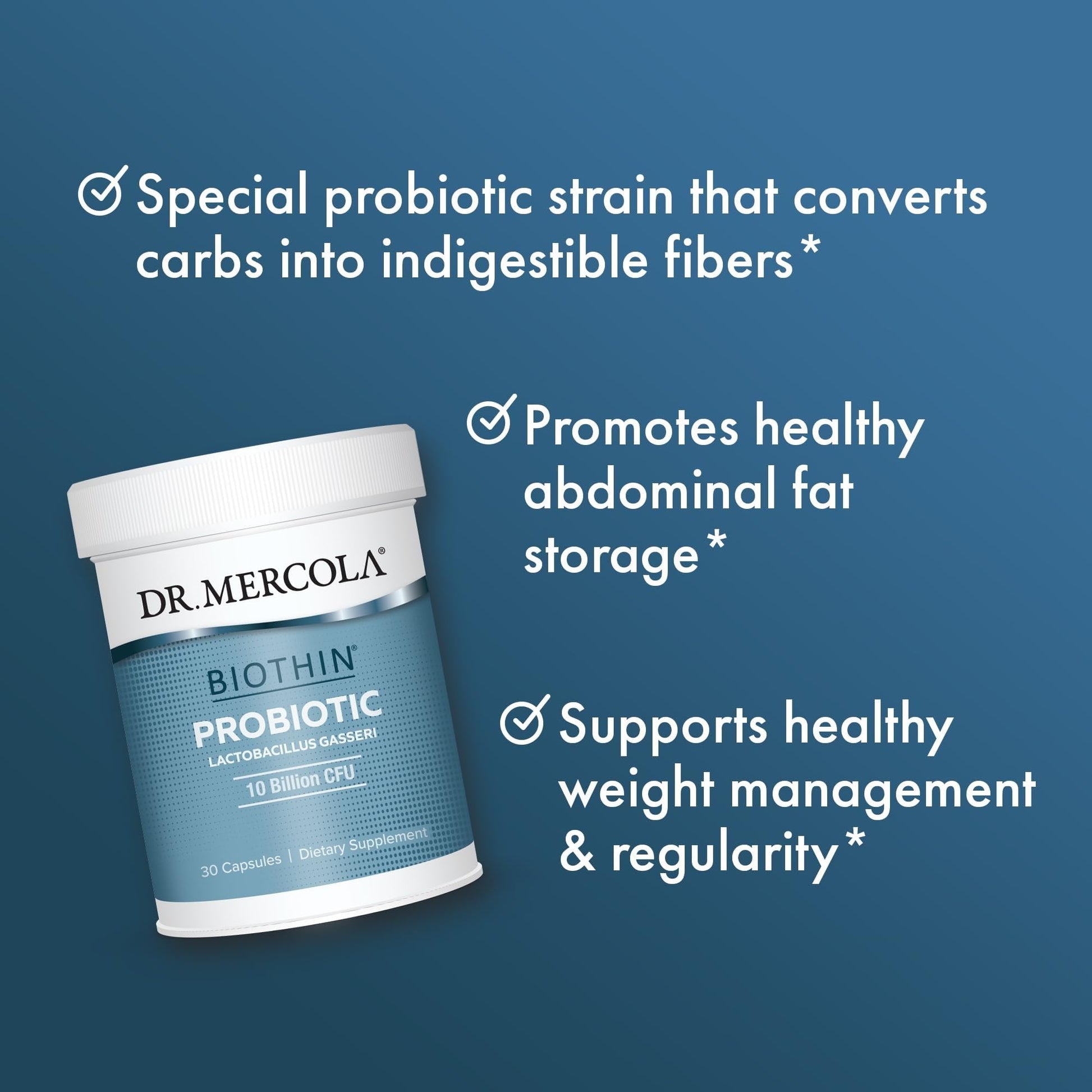 Dr. Mercola Biothin Probiotic - Digestive Health Supplement - Supports Healthy Metabolism - GMO-Free, Gluten-Free & Soy-Free - 30 Delayed-Release Capsules (30 Servings) Dr. Mercola Au supplements
