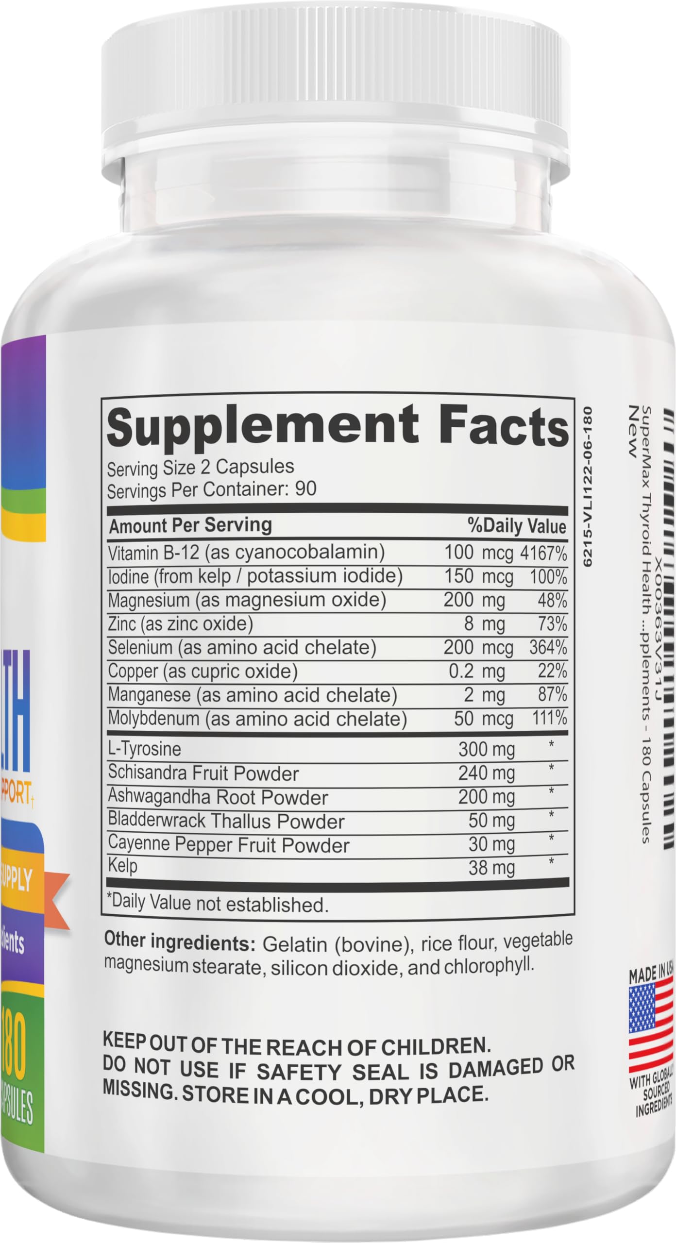 Thyroid Support (3-Month) Supplement All-in-1 with 14 Active Ingredients in 1 Formula | Thyroid Health Support Supplements | Women & Men | 90-Day Bulk Supply | 180 Capsules Elevate Recovery Supplements Au supplements