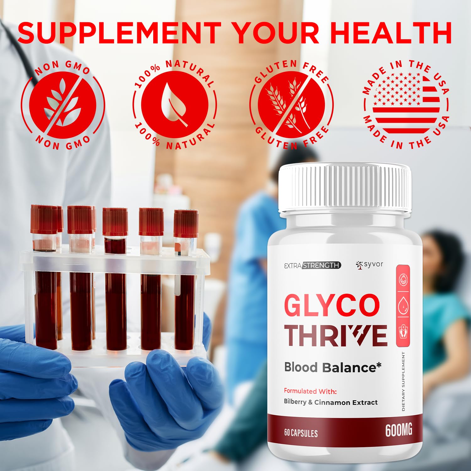 Glyco Thrive Capsules, Official GlycoThrive Glycogen Support Pills with All Natural Ingredients, Advanced Formula Health Supplement with Max Strength Premium Vitamins for Women & Men (60 Capsules) Syvor Au supplements