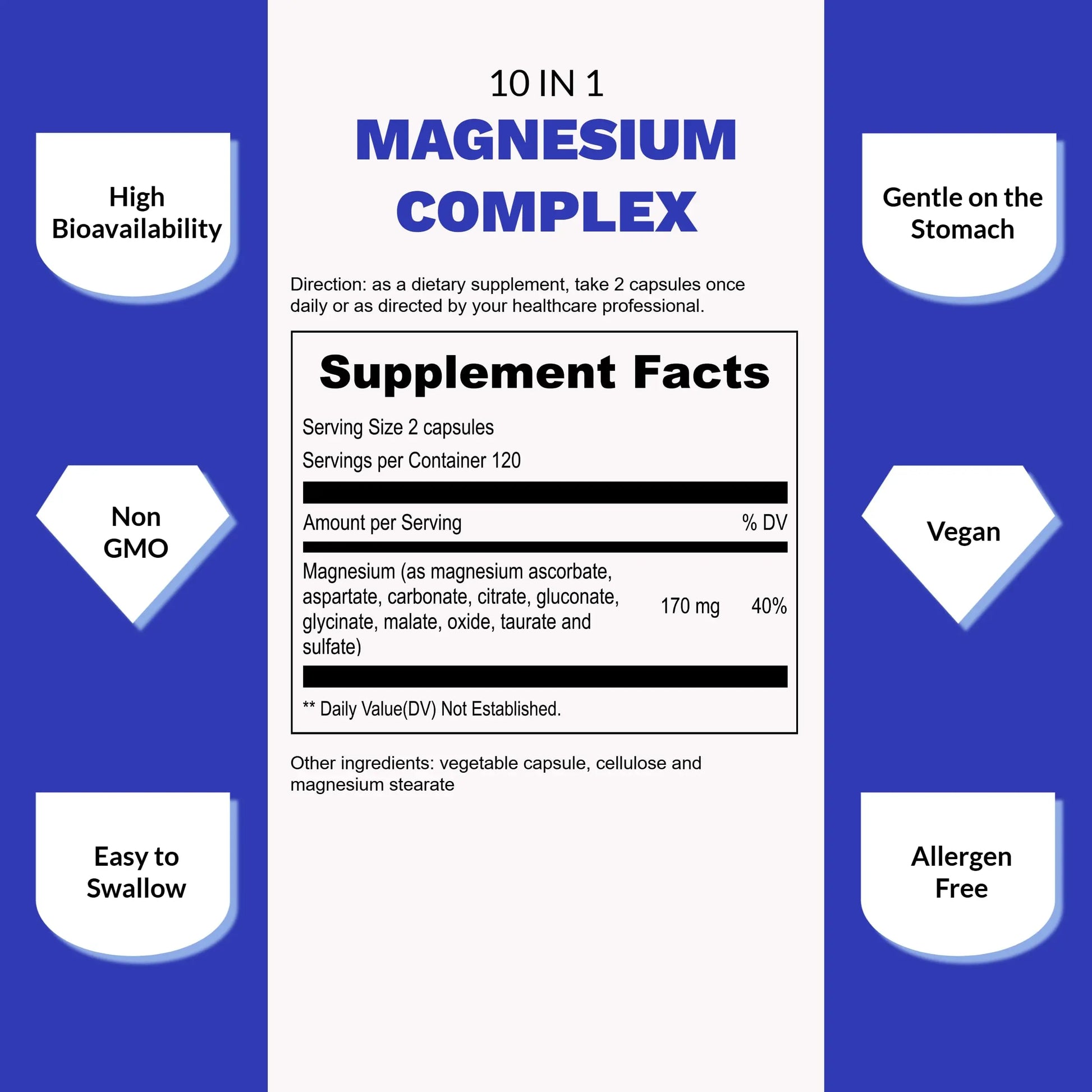 UpNourish Magnesium Supplement - 10 in 1 Magnesium Complex - Full Spectrum Magnesium Mineral Supplements with Glycinate, Citrate, Taurate, Malate, Carbonate, Oxide and More, 240 Vegan Capsules UpNourish Au supplements