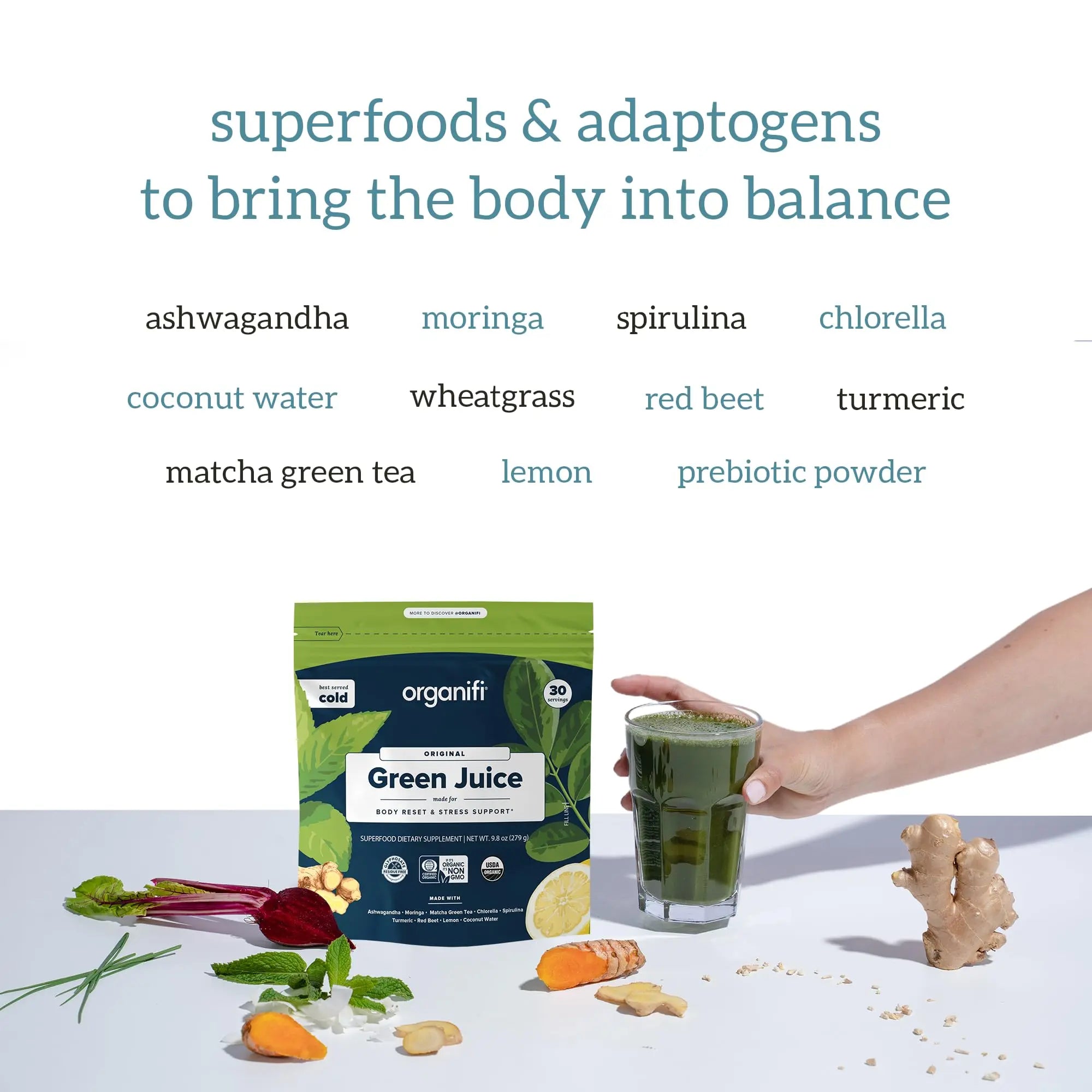 Organifi Green Juice - Powder Supplement with Organic Spirulina, Ashwagandha Organifi Au supplements