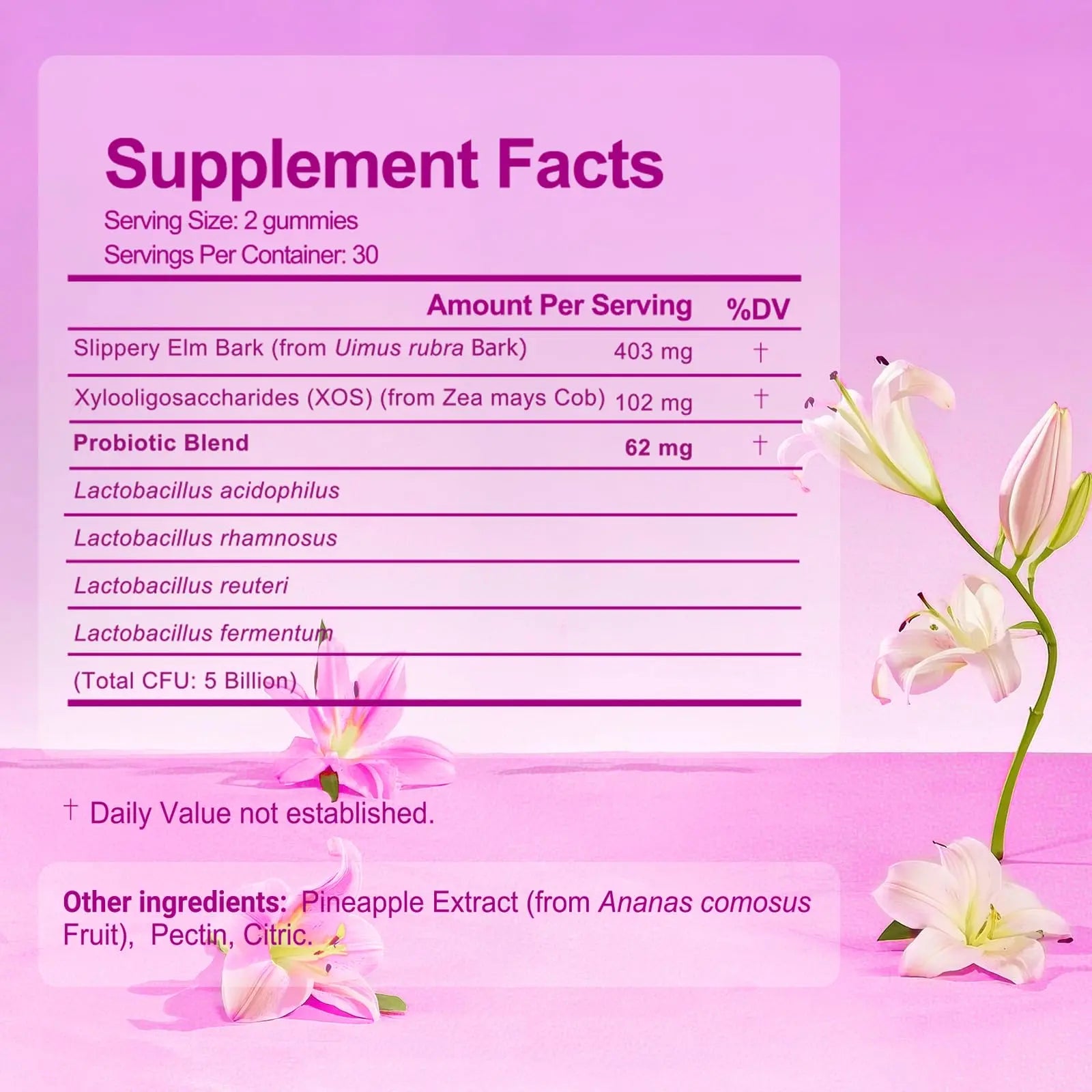 Brurtzexs Her Juicy Feminine Probiotics Gummies for Women with Slippery Elm - Pineapple Flavor, pH Balance & Immune Health Support - Digestive & Feminine Support - Vegan Supplement, 60 C Brurtzexs Au supplements