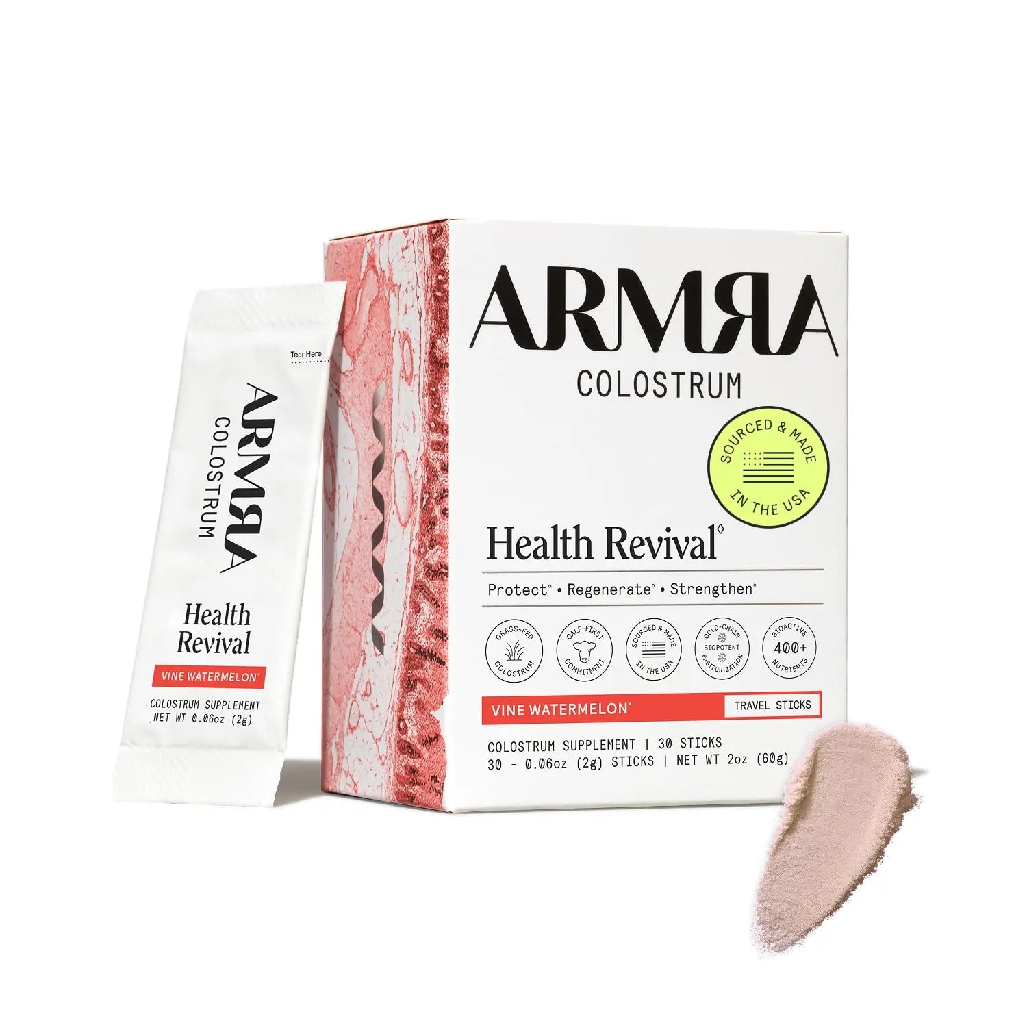 ARMRA Colostrum Powder | Vine Watermelon | Gut Health & Bloating | Skin & Hair | Immunity | Keto, Gluten & Fat-Free | 30 Servings ARMRA Au supplements