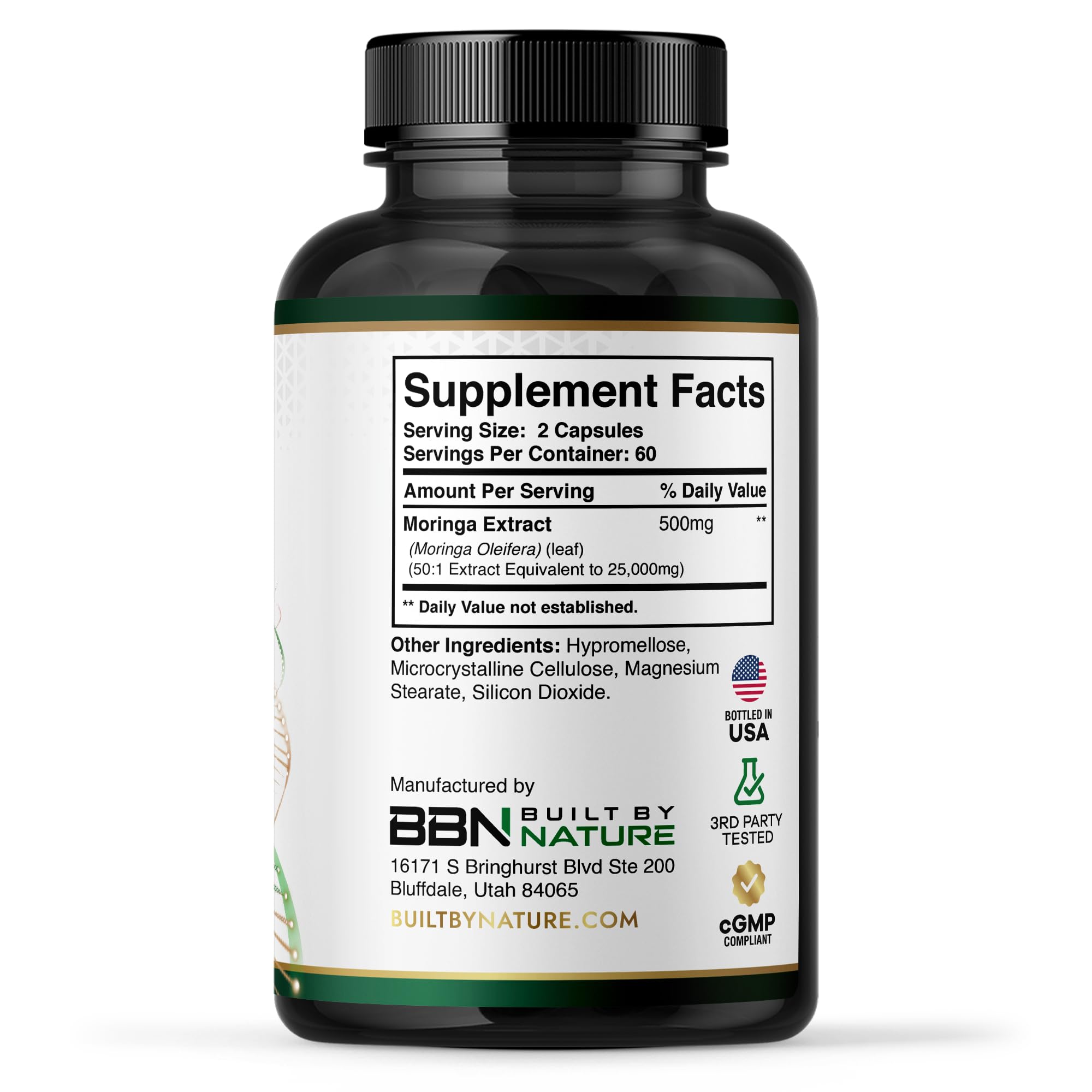 Built by Nature Moringa – 500mg Pure Moringa Leaf Extract 50:1 per Serving – High Potency Moringa Supplement – 120 Capsules Built by Nature Au supplements