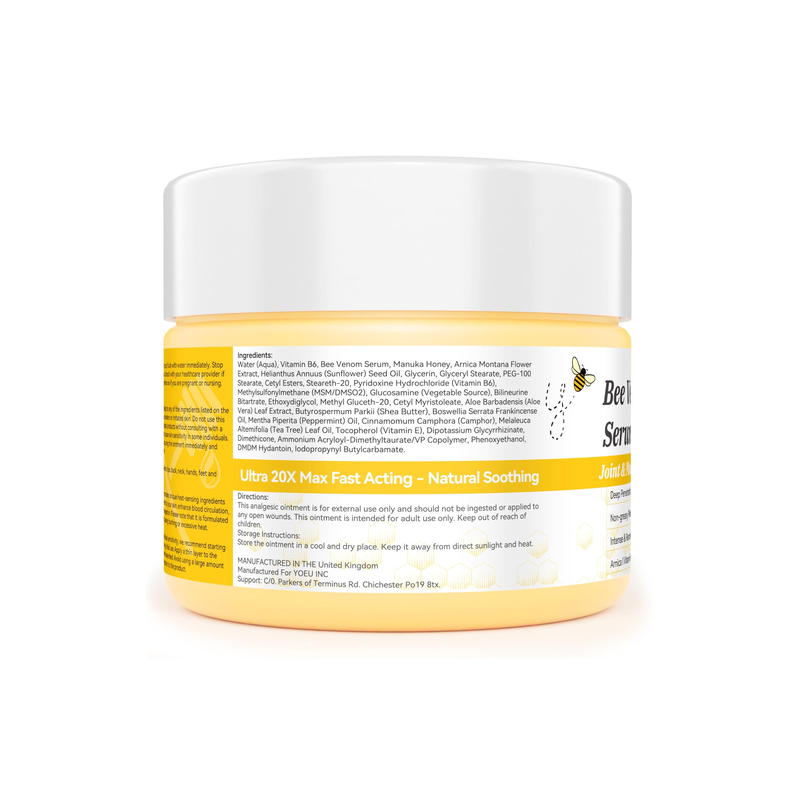 DRUOUO Natural Organic NZL Bee Venom Professional Serum Care, Joint & Muscle & Bone Cream Gel - for Back, Neck, Hand, Foot, Knee, Muscle, Shoulder, Hip, Nerve, Vitamin B6, Aloe Vera, Adult, Elderly DRUOUO Au supplements