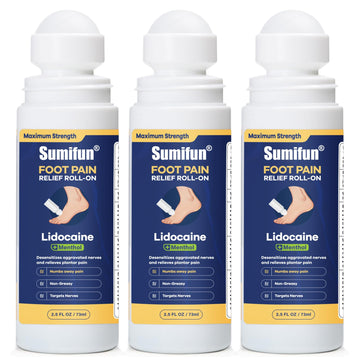 Sumifun Foot Pain Relief Lidocaine Roll-On - Maximum Strength OTC for Plantar Fasciitis & Heel Pain - Fast-Drying, Non-Greasy Formula, 2.5 Fl Oz * 3 Sumifun Au supplements