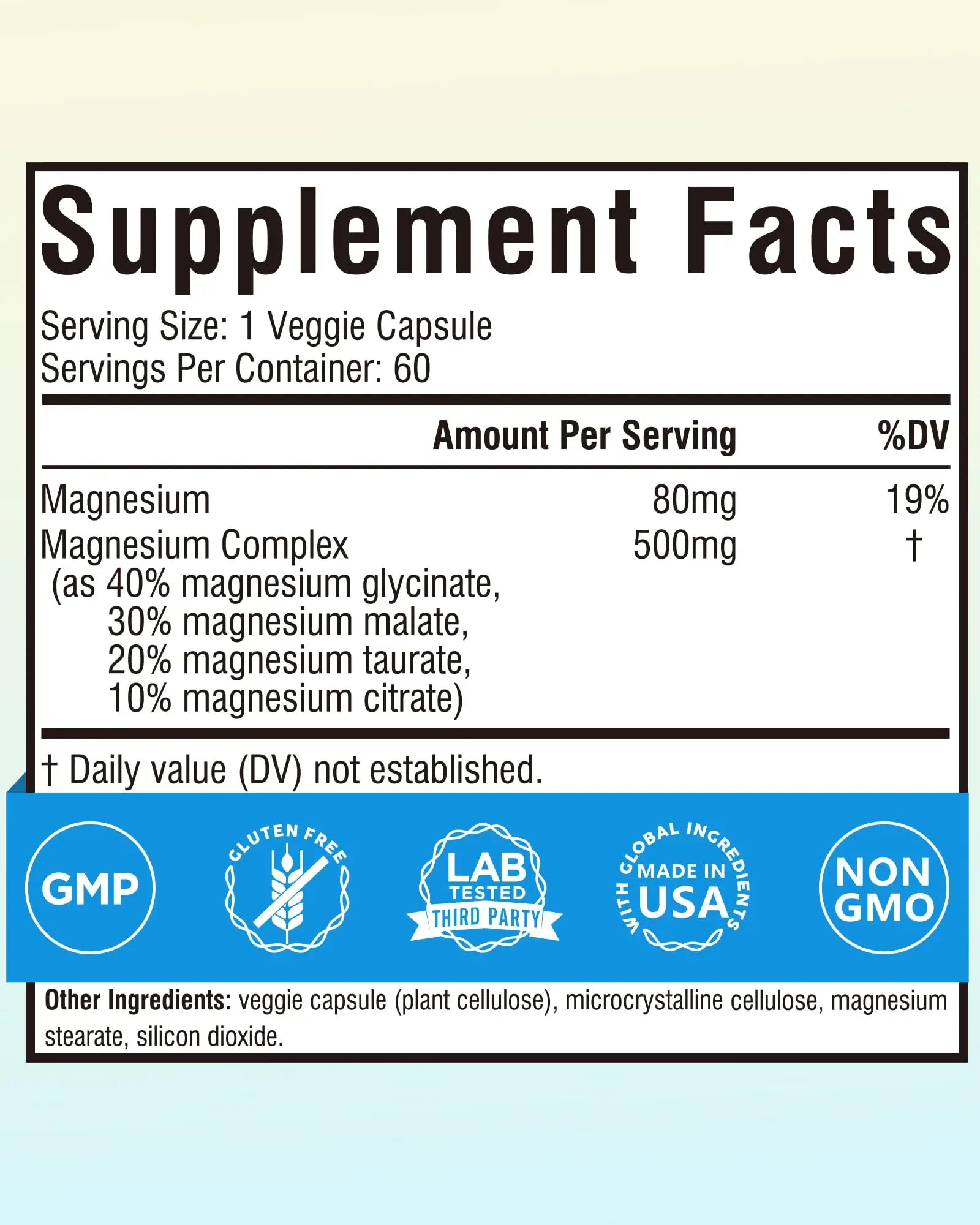 Terranics Magnesium Complex 500mg, Glycinate, Malate, Taurate, Citrate, Chelated Purified Easily Absorbed Magnesium Supplement for Sleep, Heart, Energy, Digestion Support, 60 Capsules Terranics Au supplements