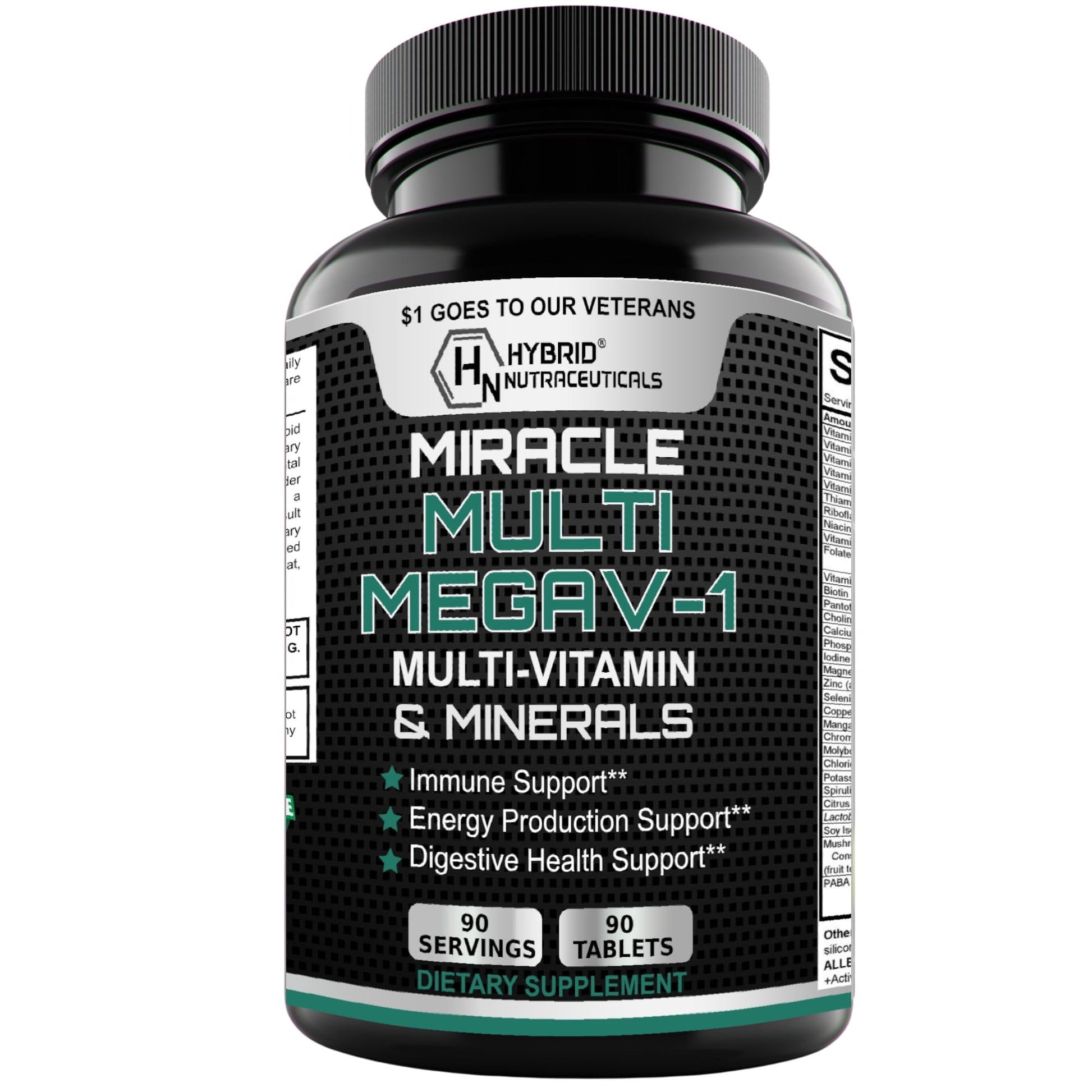 MEGAV-1 Multi-Vitamin, Superfood & Minerals - Daily Multivitamin with Probiotics, Digestive Enzyme, Mushroom Complex for Heart Health, Immune Support, Energy & Stamina - 90 Tablets Hybrid Nutraceuticals Au supplements