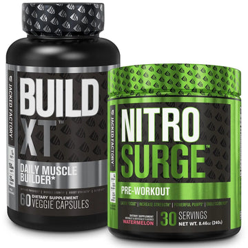 Jacked Factory Nitrosurge Pre-Workout in Watermelon & Build XT Muscle Building Bundle Jacked Factory Au supplements